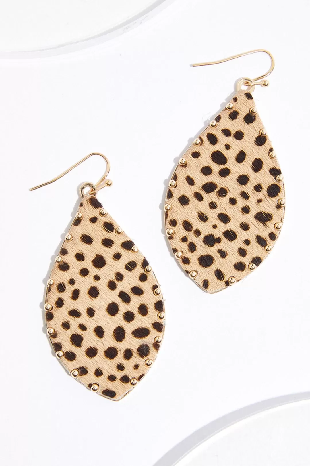 Cato Earrings | Animal Fur Stud Leaf Earrings