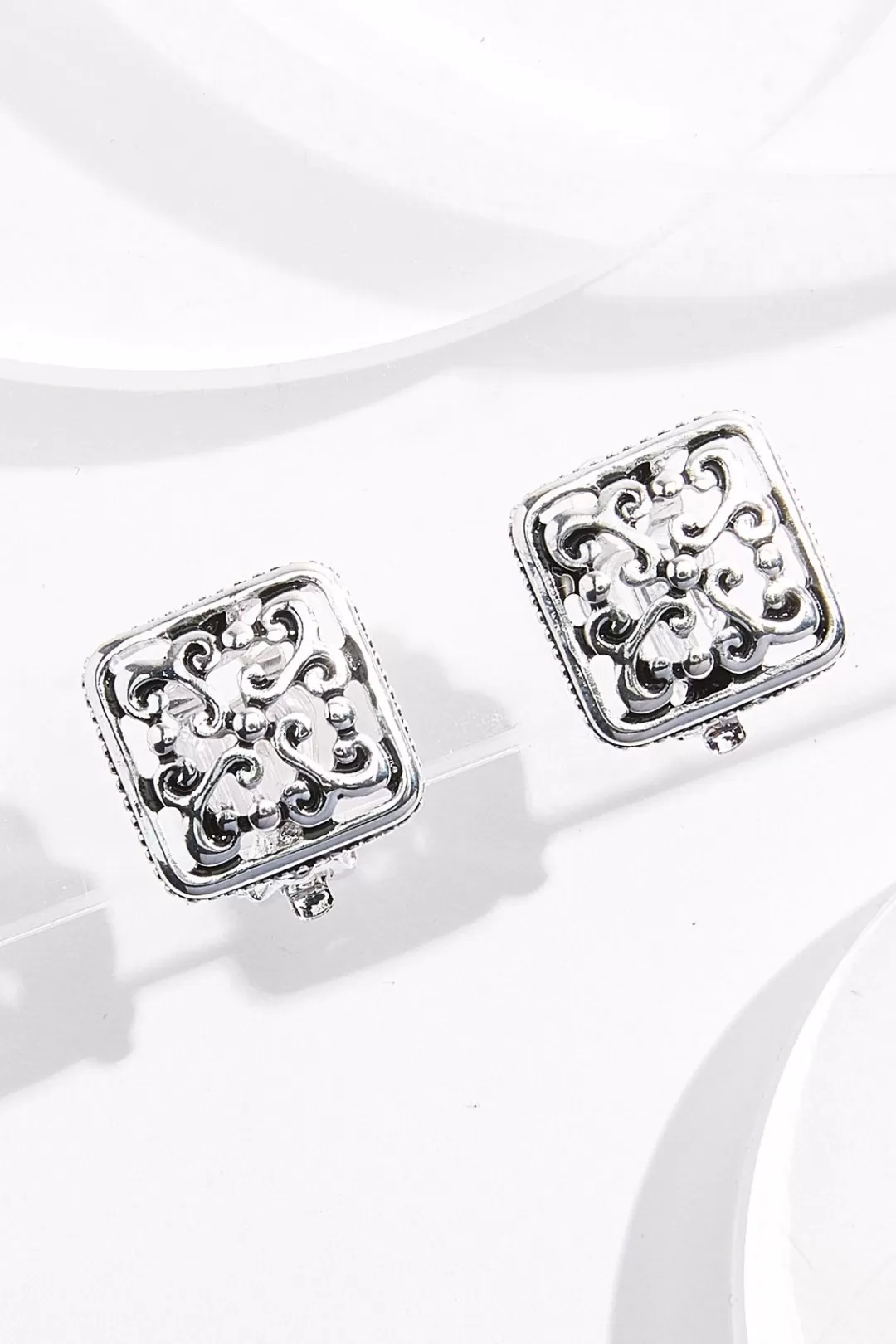 Cato Earrings | Antique Square Clip- On Earrings