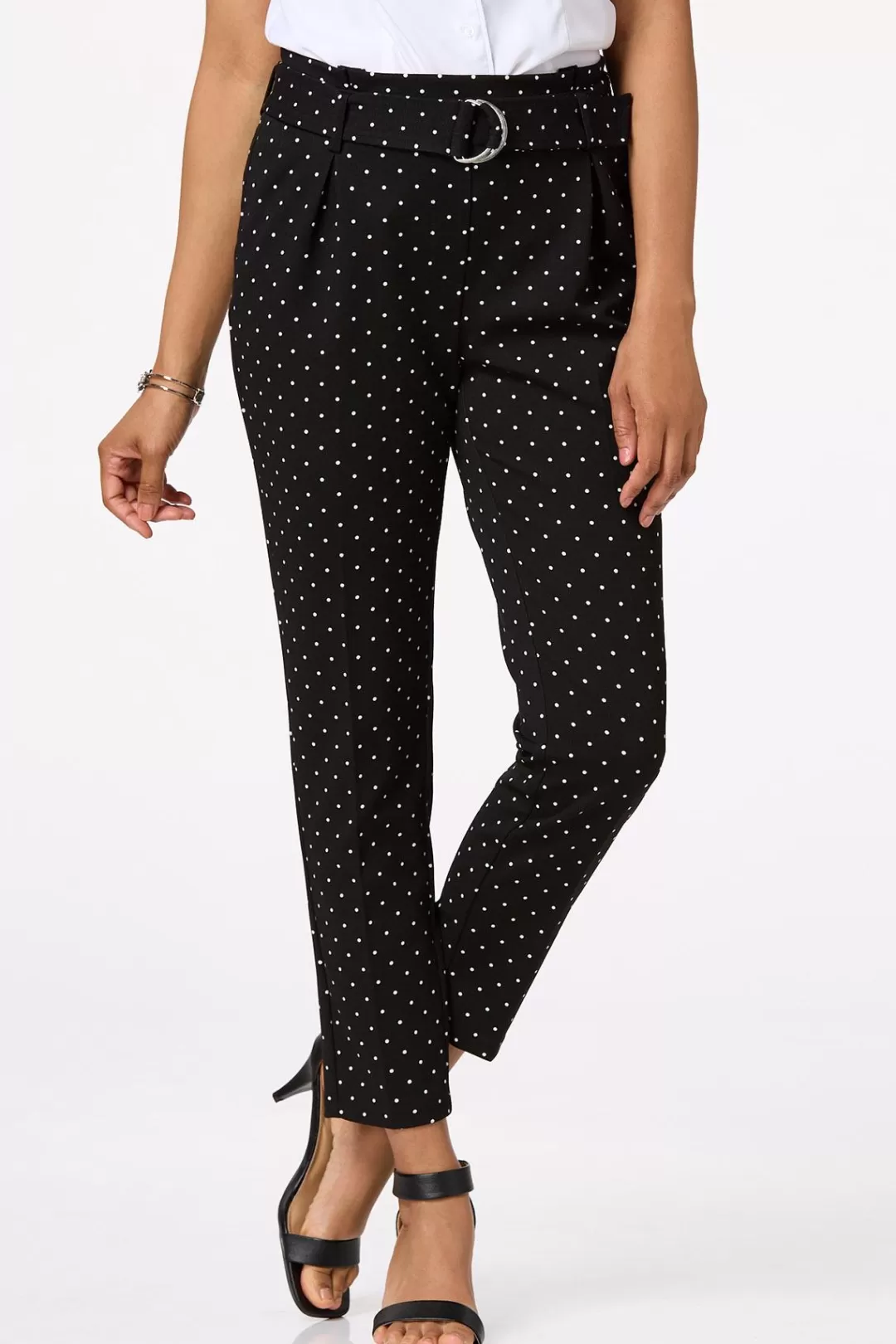 Cato Pants | Belted Polka Dot Pants