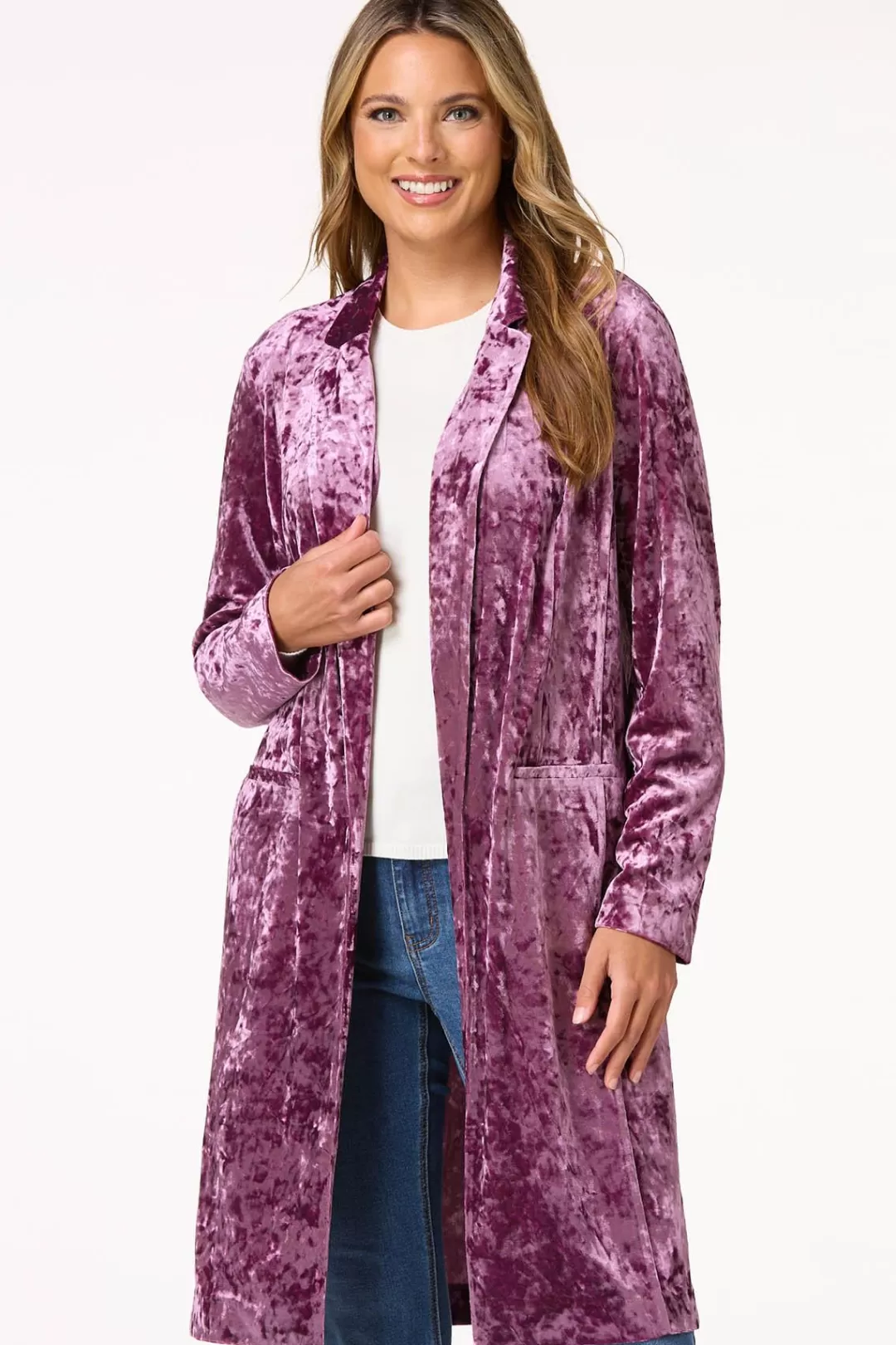 Cato Jackets & Vests | Berry Velvet Topper