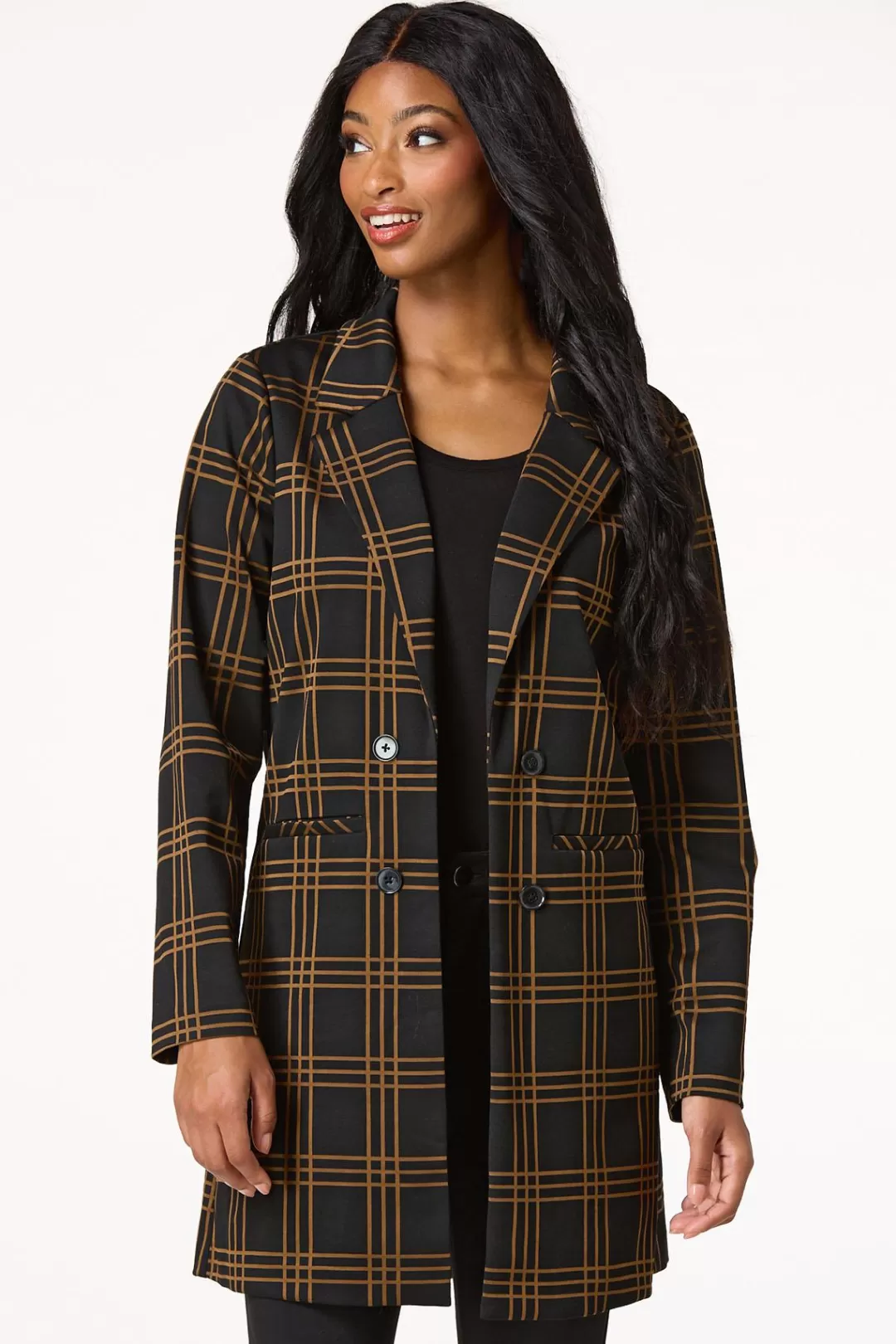 Cato Jackets & Vests | Black Check Topper