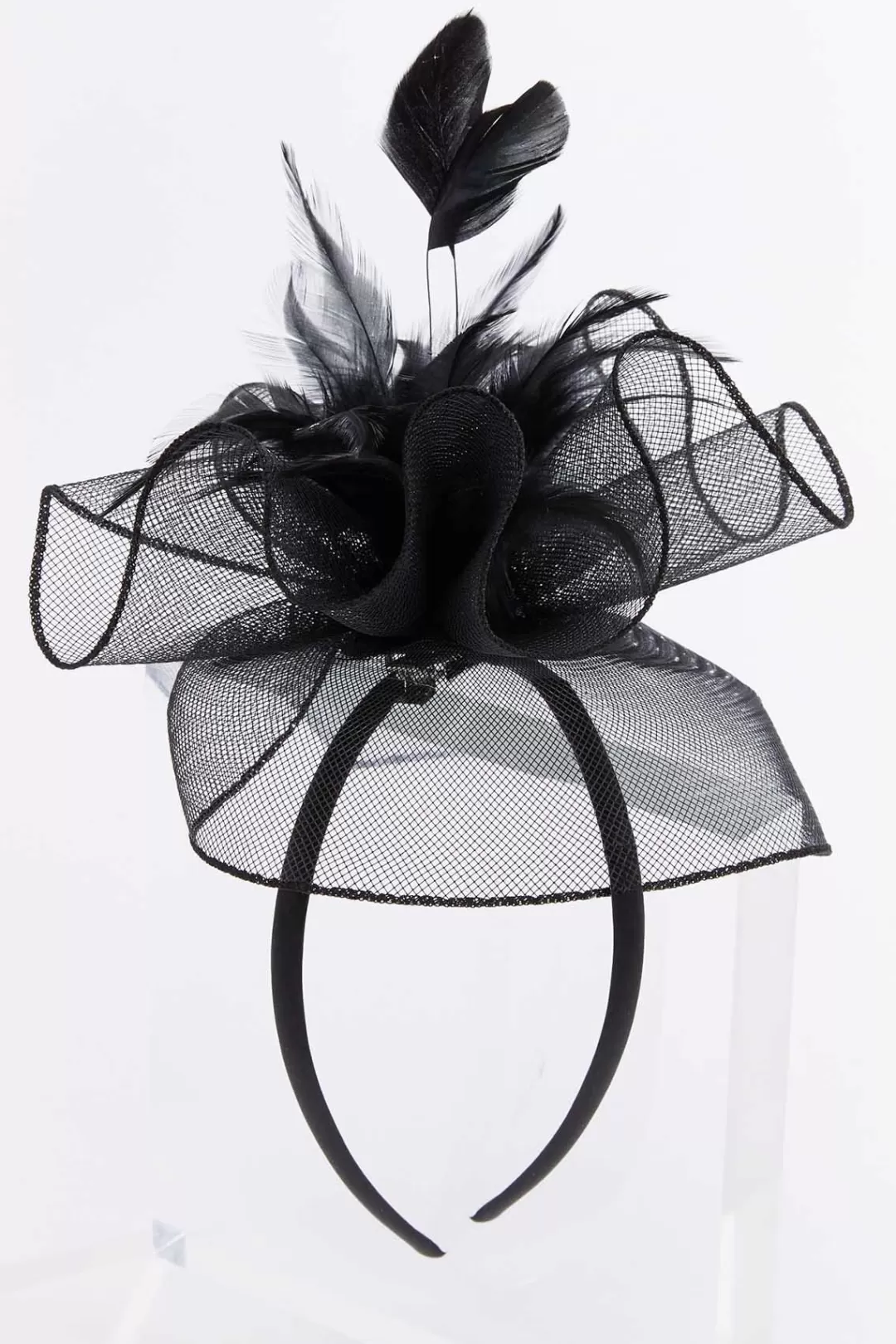 Cato Hats & Hair | Black Feather Mesh Fascinator