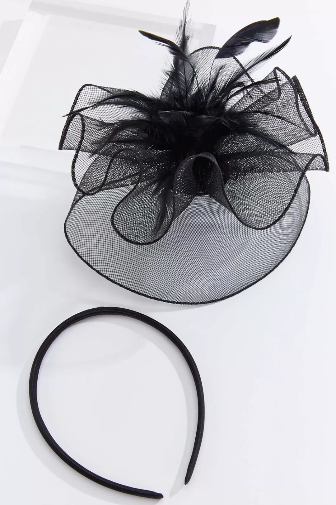 Cato Hats & Hair | Black Feather Mesh Fascinator