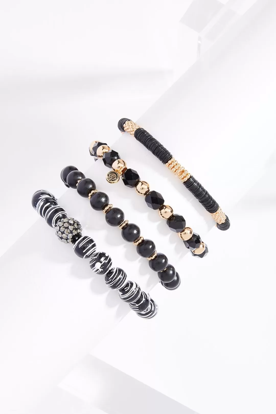 Cato Bracelets | Black White Stretch Bracelet Set