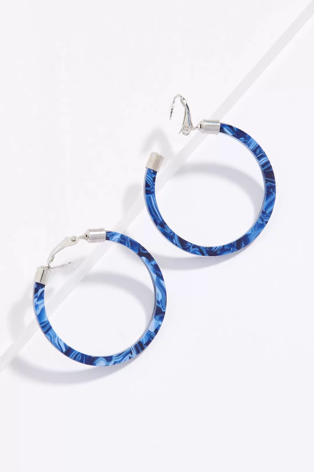 Cato Earrings | Blue Clip- On Hoop Earrings