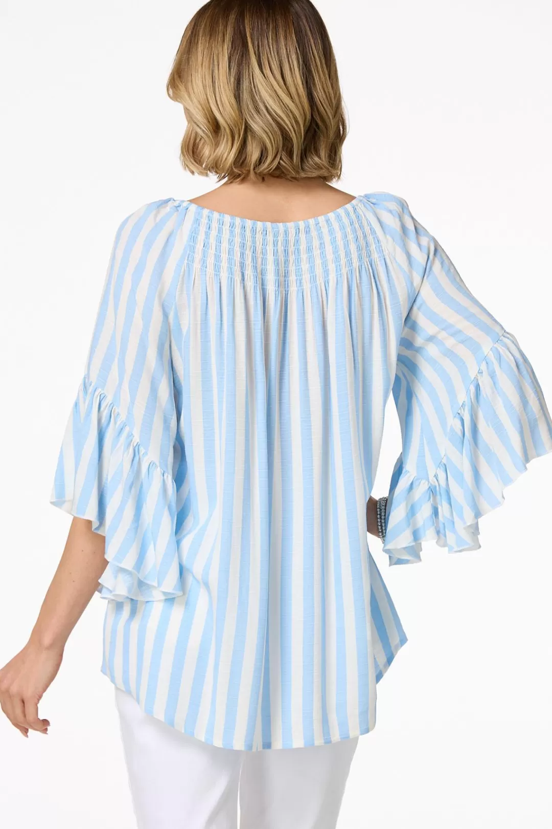 Cato Tops | Blue Stripe Poet Top