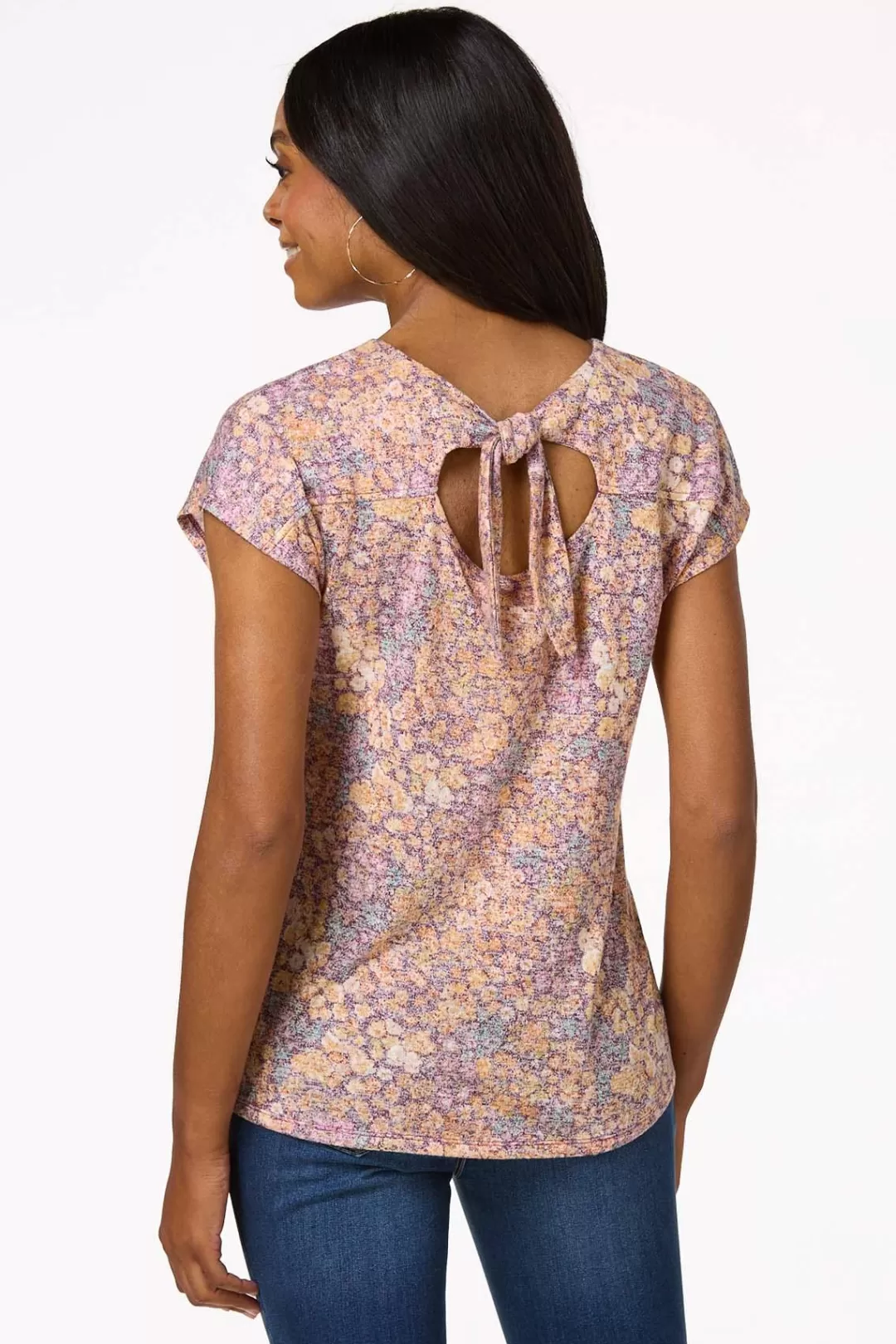 Cato Tops | Blurred Floral Tie Back Top