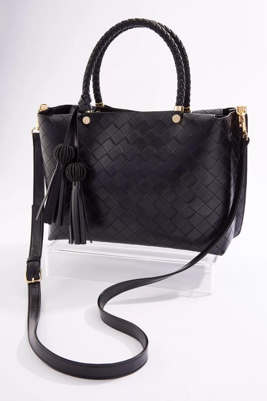 Cato Handbags | Braided Handle Woven Satchel