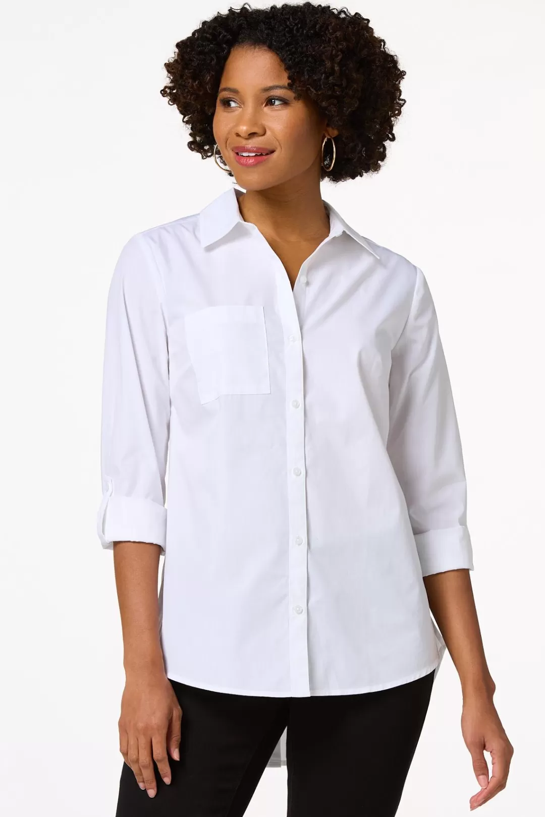 Cato Tops | Button Down Poplin Shirt