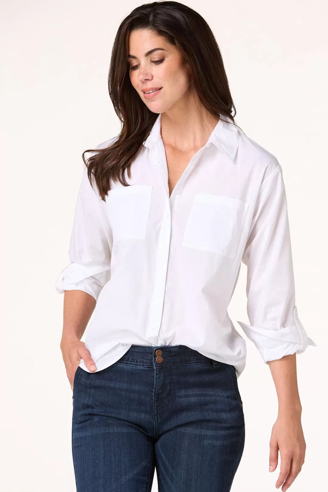 Cato Tops | Button Down Poplin Tunic