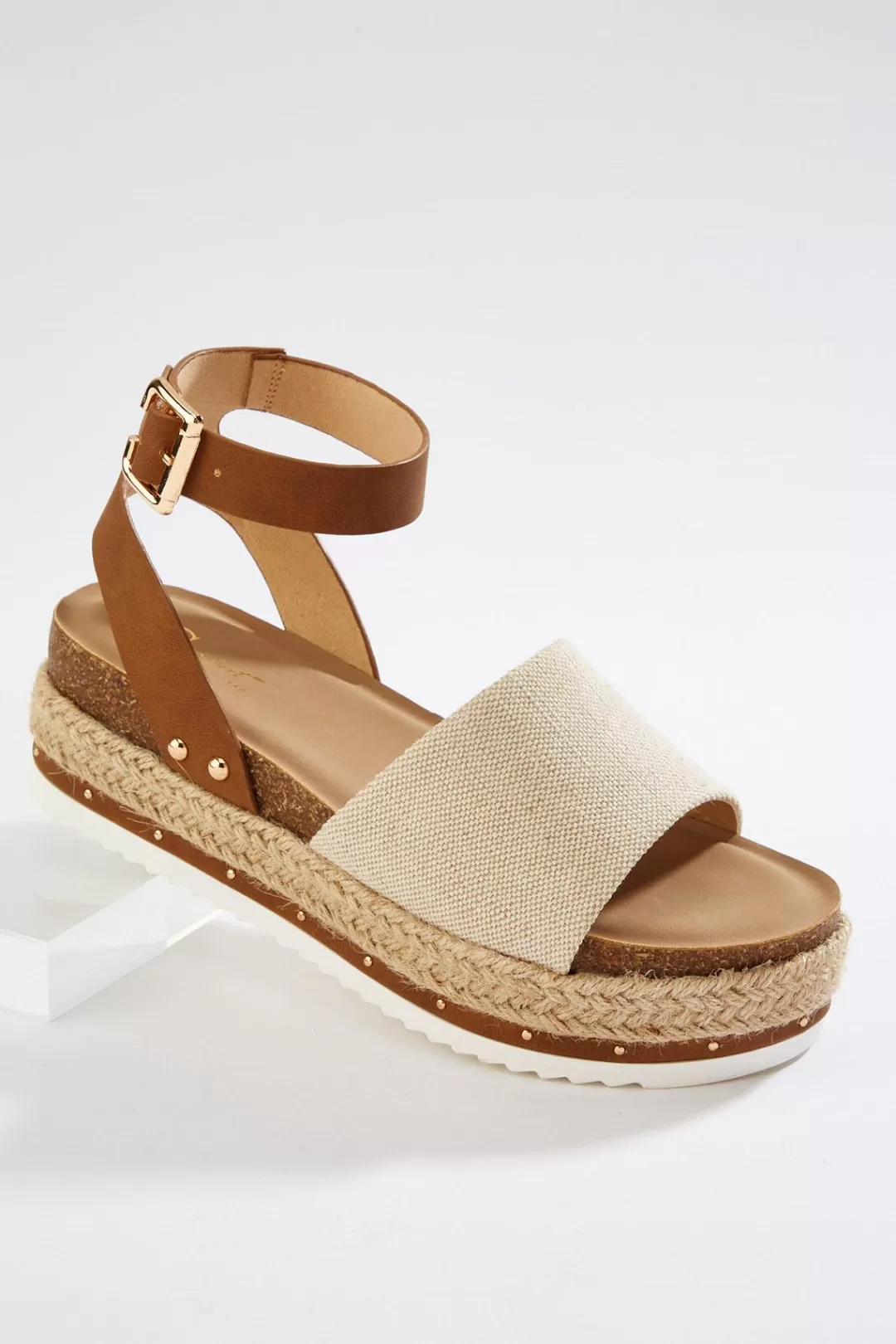 Cato Sandals | Canvas Band Flatform Wedge Sandals