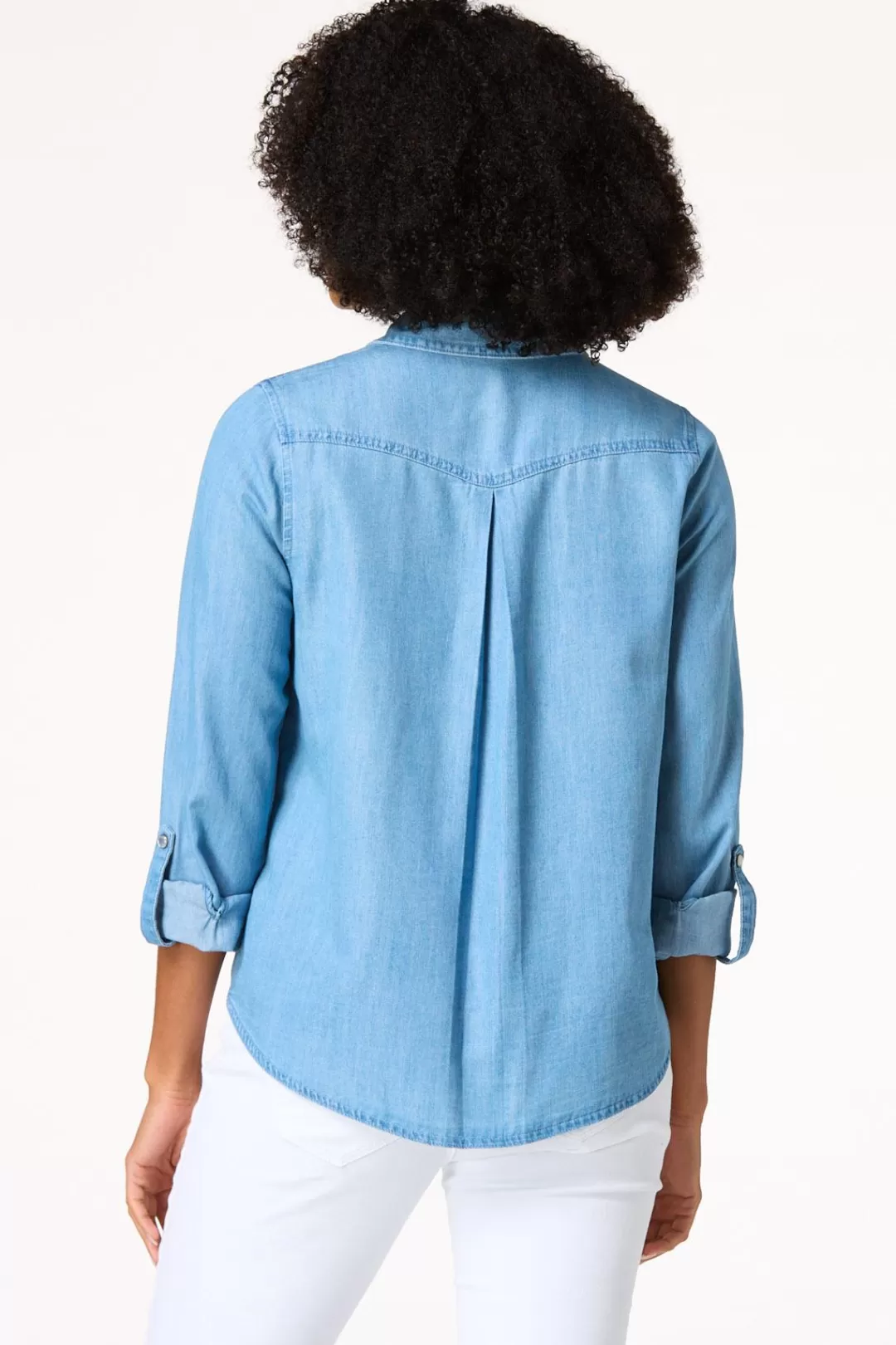 Cato Tops | Chambray Clear Button Shirt