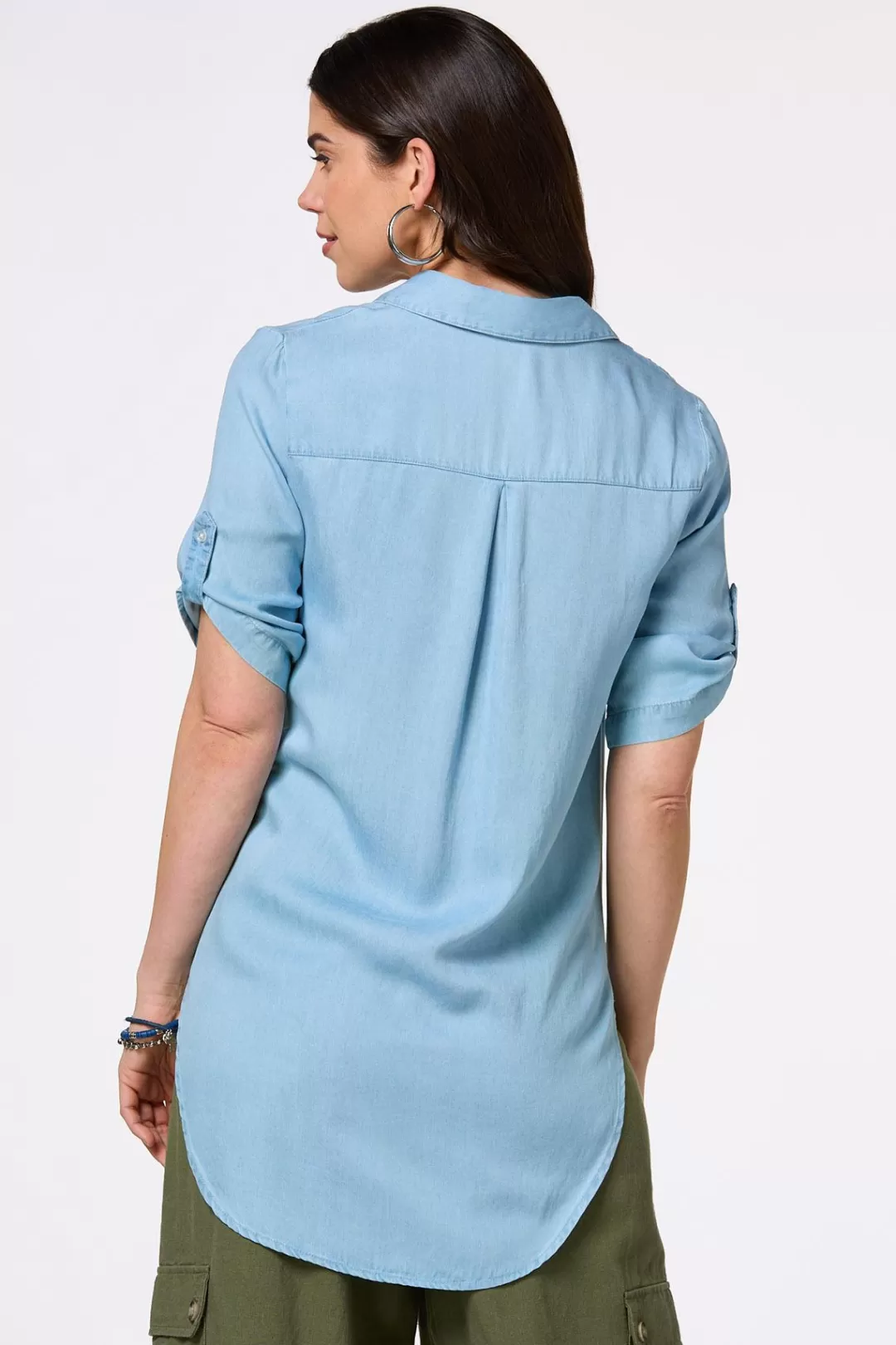 Cato Tops | Chambray Collared Tunic