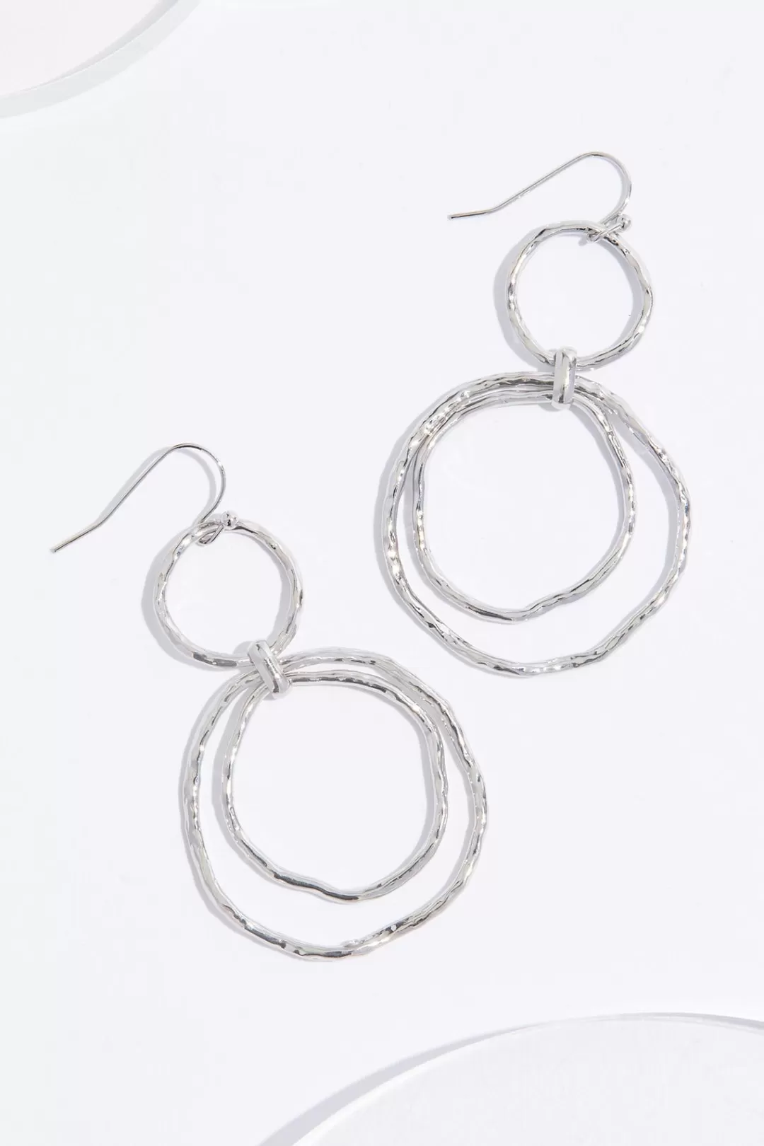 Cato Earrings | Circle Hammered Dangle Earrings