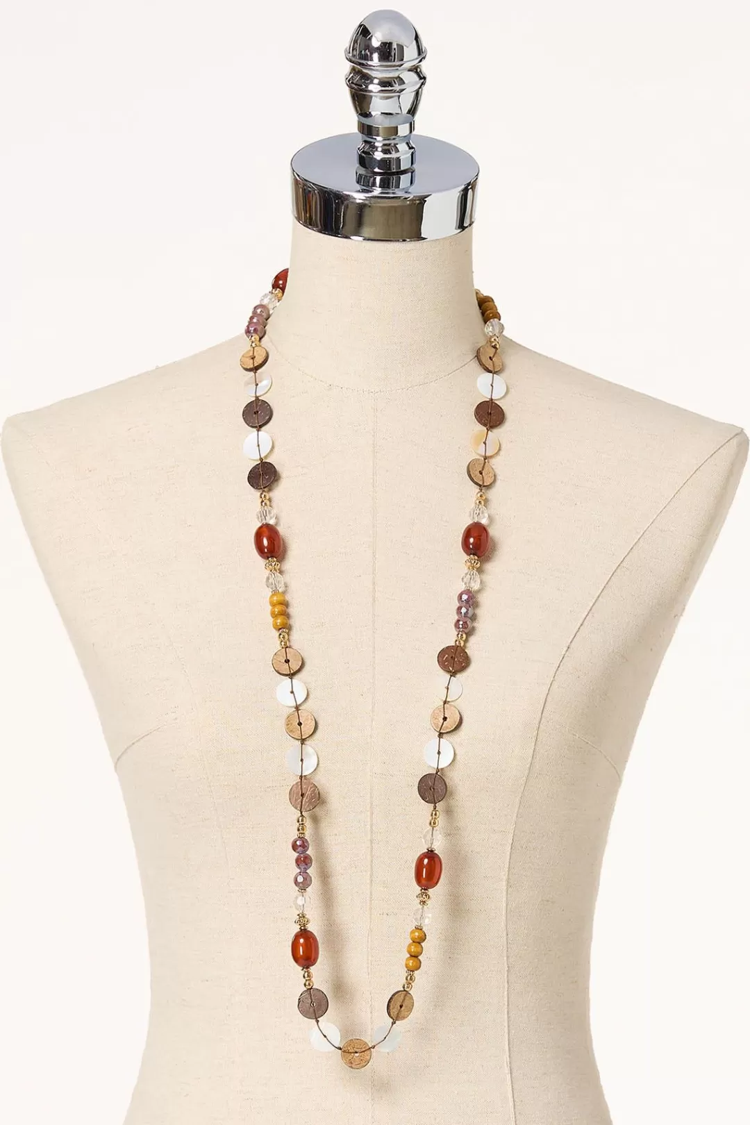 Cato Sets | Necklaces | Circle Wood Beads Long Necklace Set