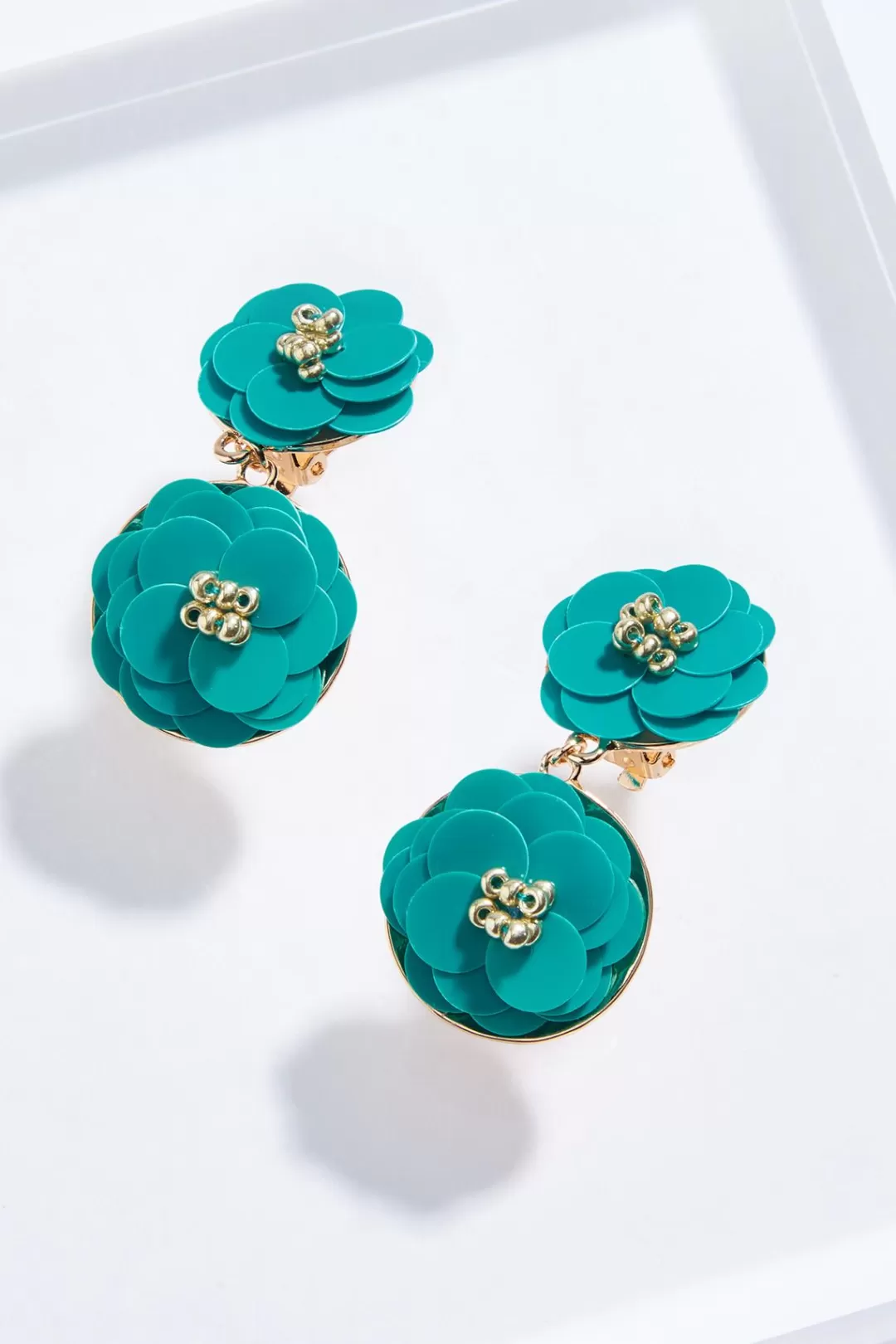 Cato Earrings | Clip- On Floral Petal Tiered Earrings