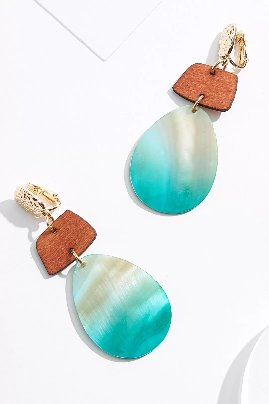 Cato Earrings | Clip- On Tiered Shell Tear Earrings