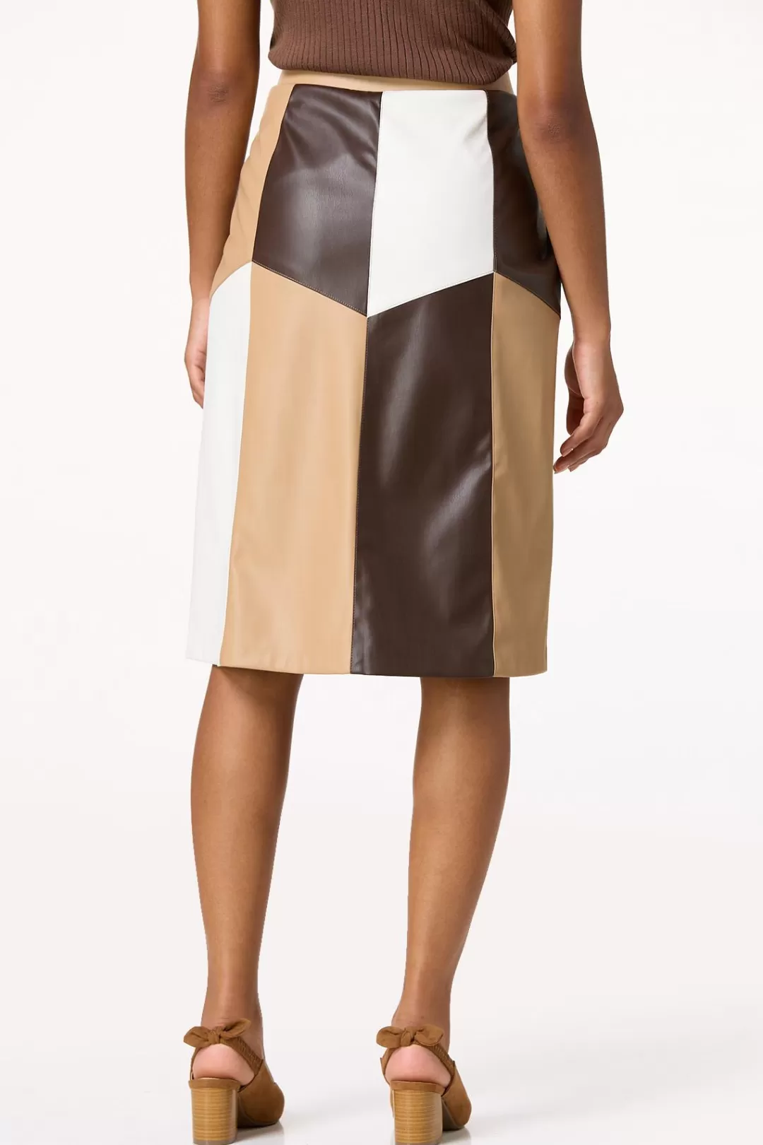 Cato Skirts | Colorblock Faux Leather Skirt