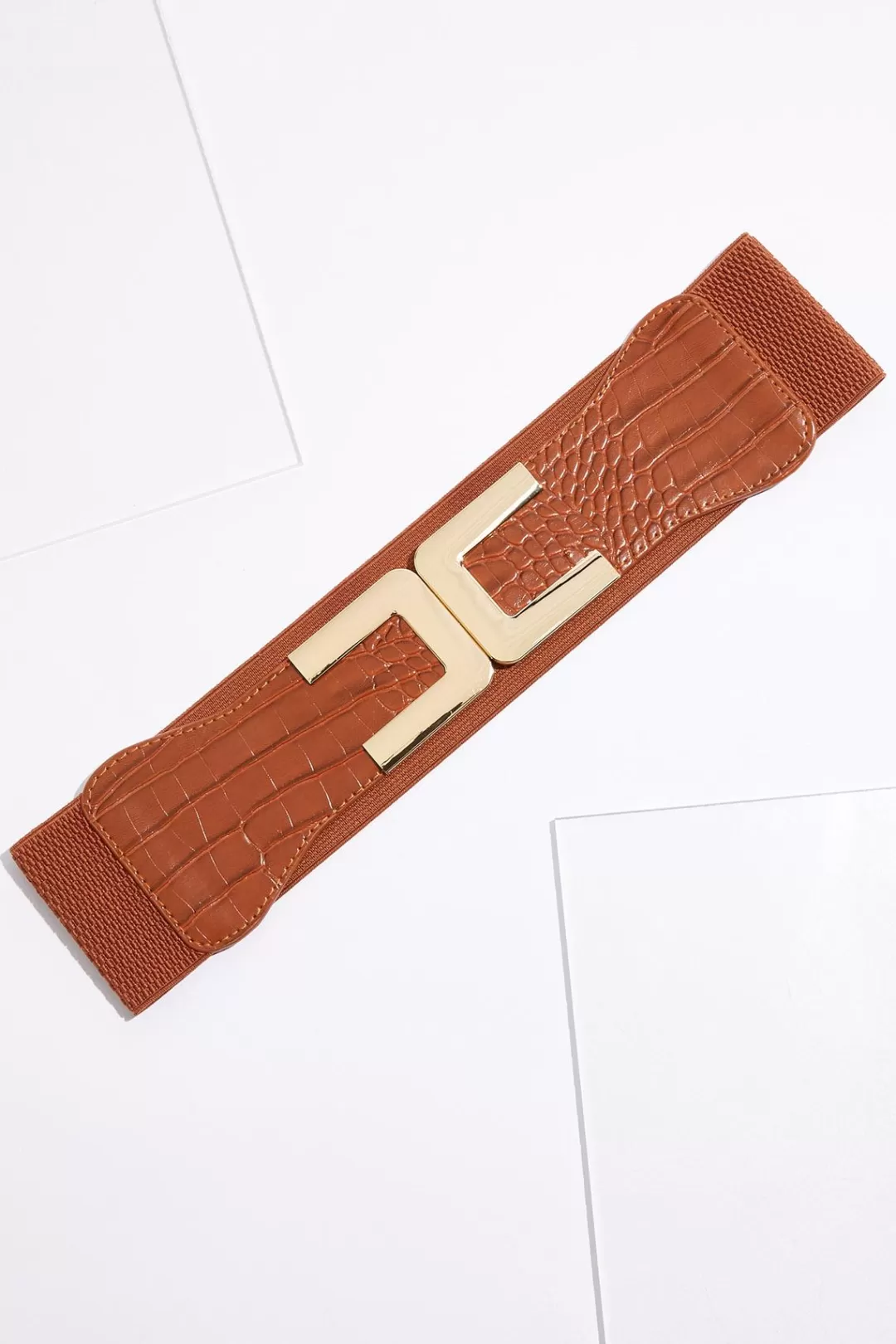 Cato Belts | Croc Faux Leather Buckle Stretch Belt