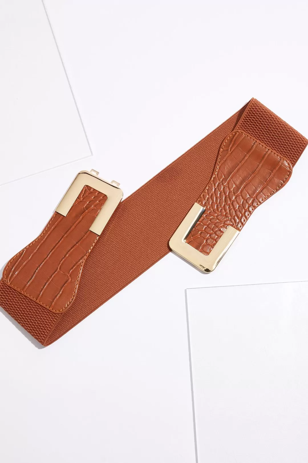 Cato Belts | Croc Faux Leather Buckle Stretch Belt