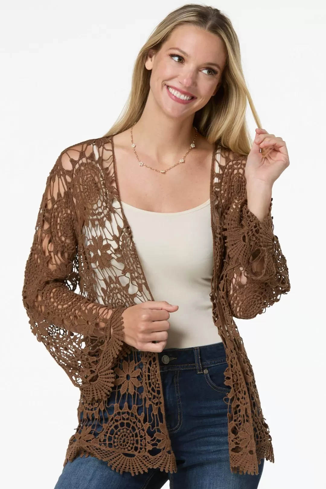 Cato Tops | Crochet Medallion Cardigan