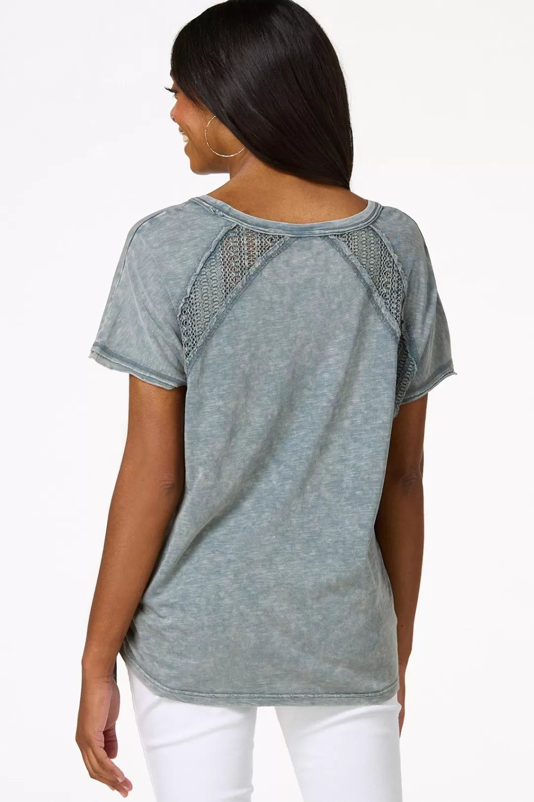 Cato Tops | Crochet Panel Drawstring Top