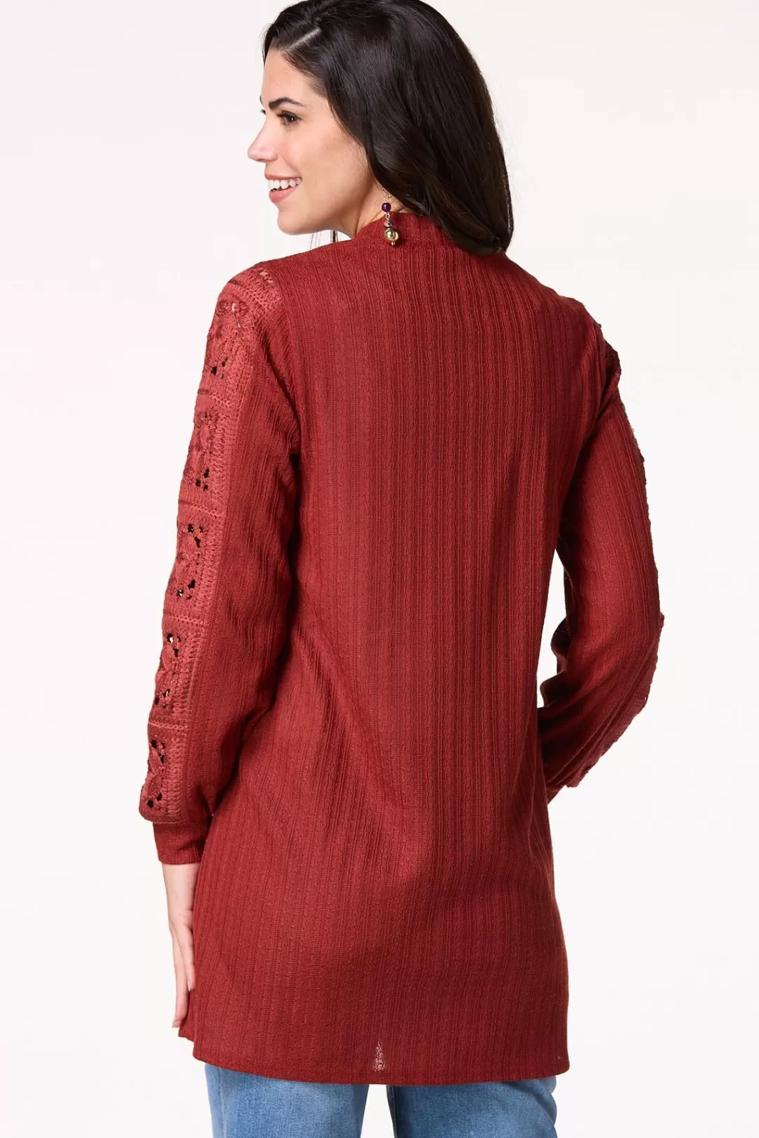 Cato Tops | Crochet Sleeve Cardigan