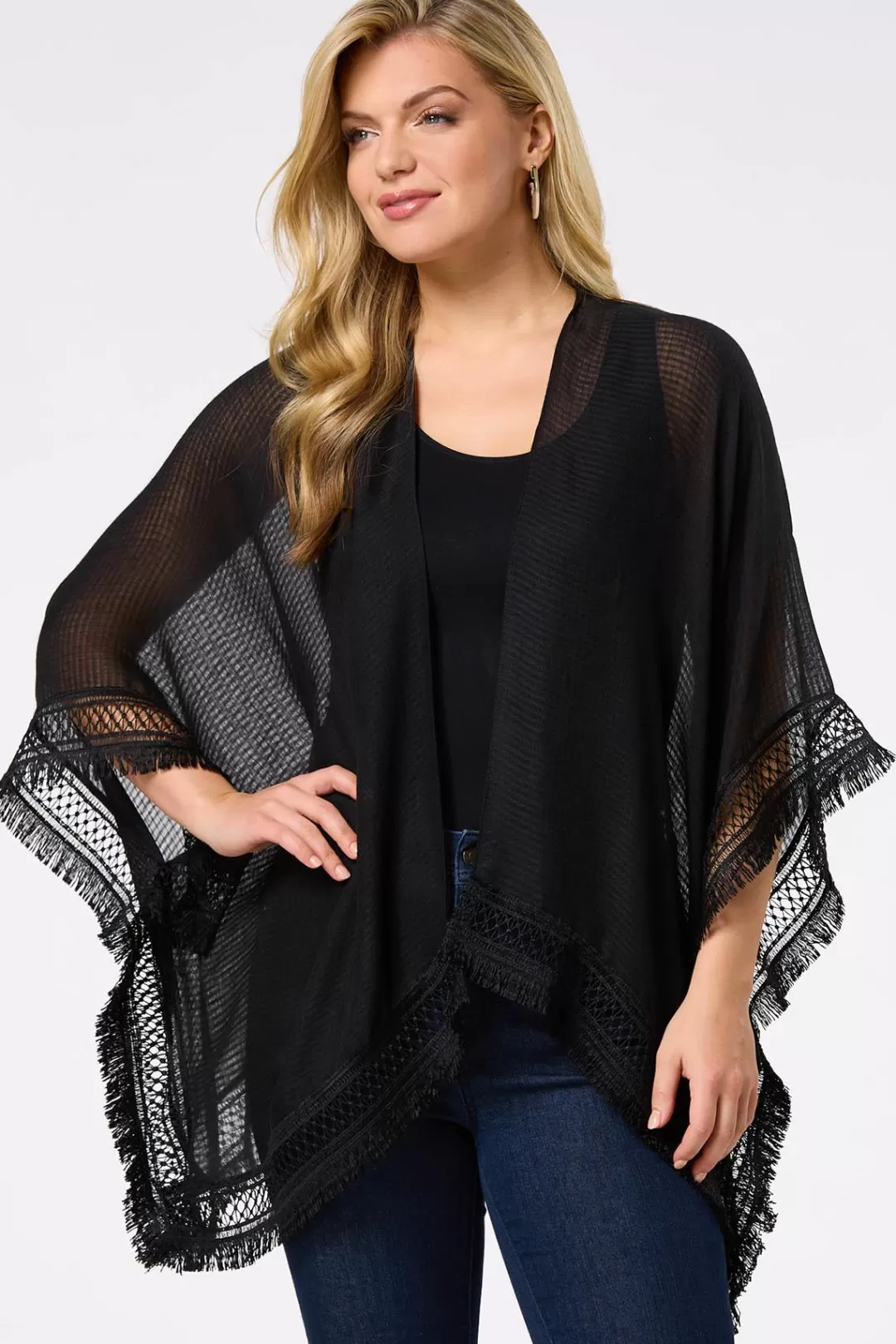 Cato Cover Ups | Tops | Crochet Trim Kimono