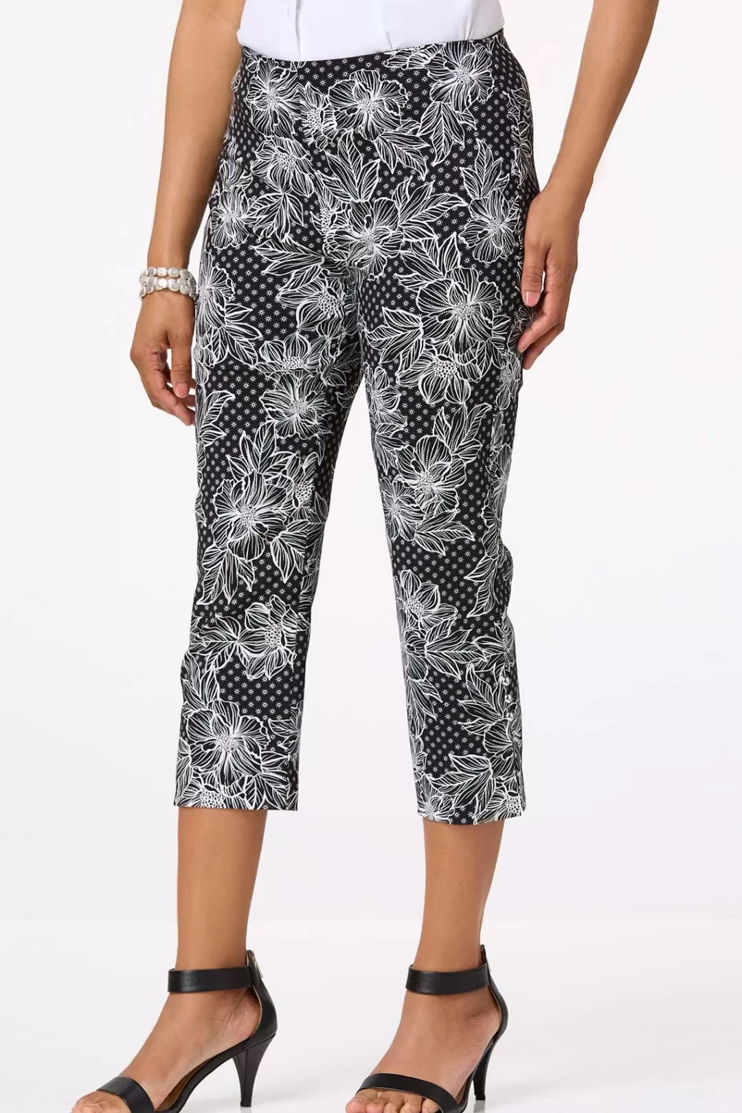 Cato Pants | Cropped Contrast Floral Pants