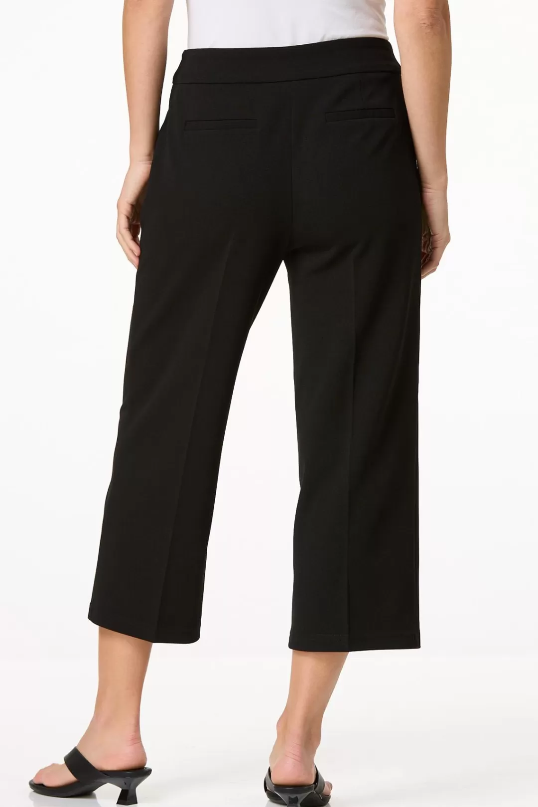 Cato Pants | Cropped Crepe Textured Pants