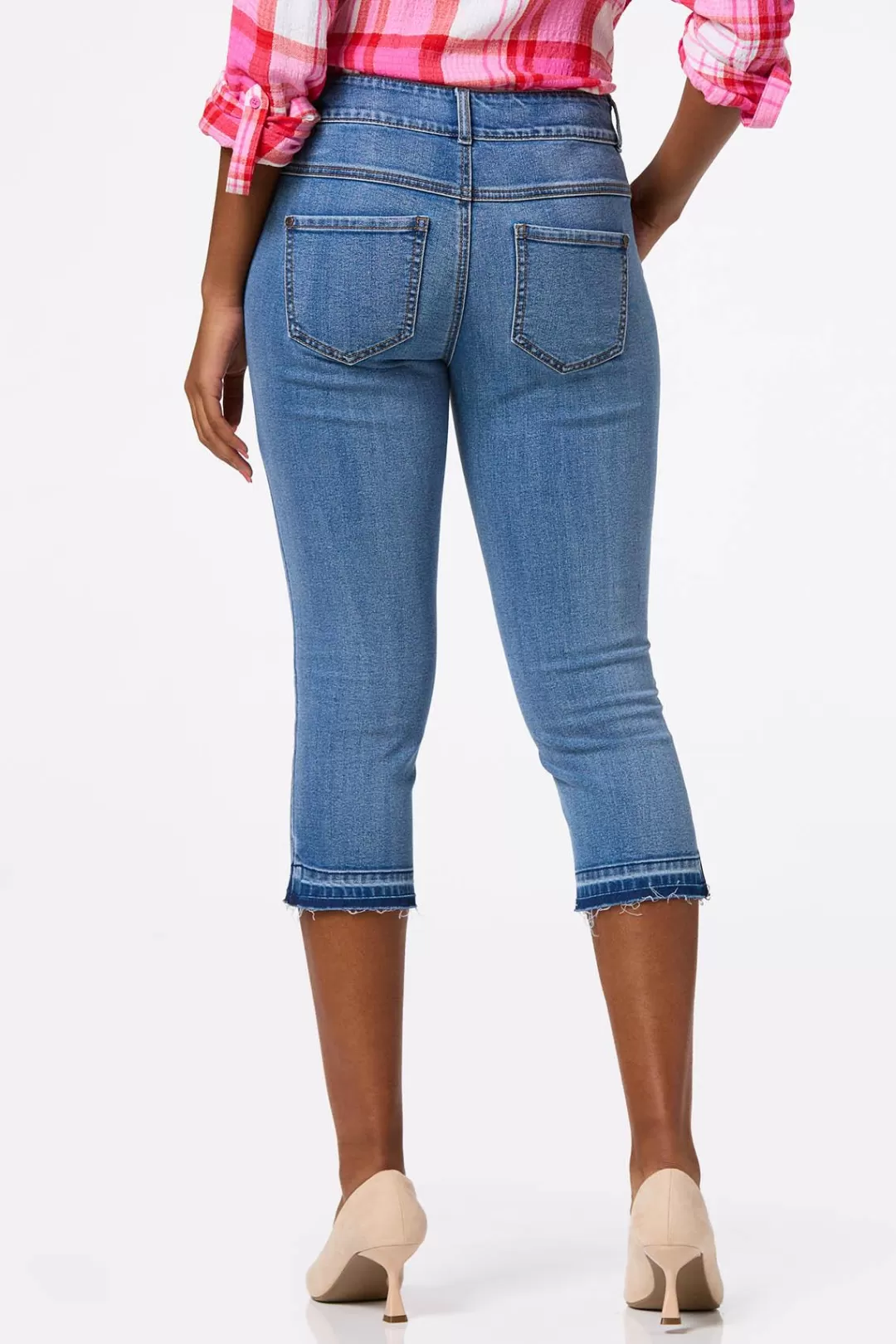 Cato Jeans | Cropped Curvy Raw Edge Jeans