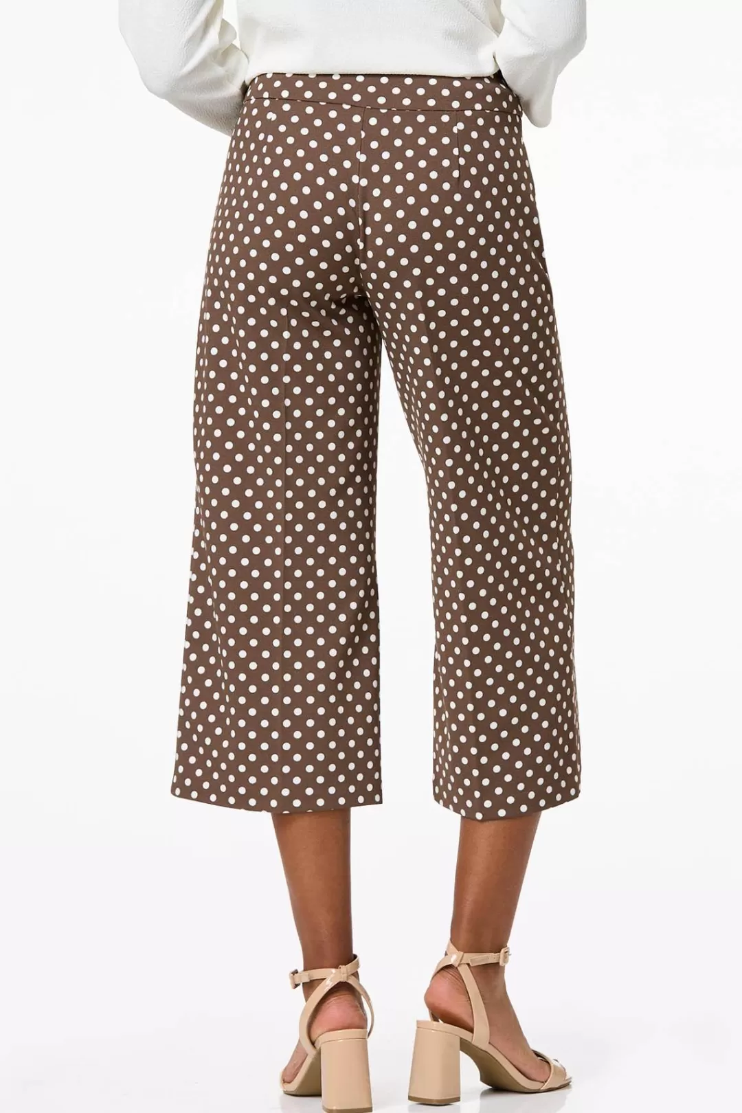 Cato Pants | Cropped Dotted Wide Leg Pants