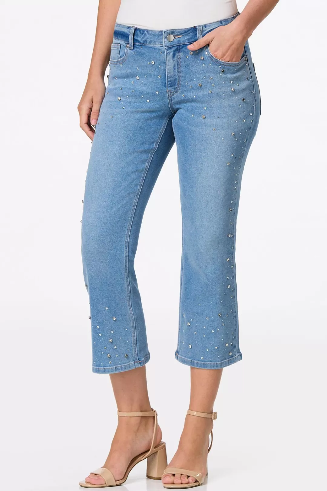 Cato Jeans | Cropped Rhinestone Jeans