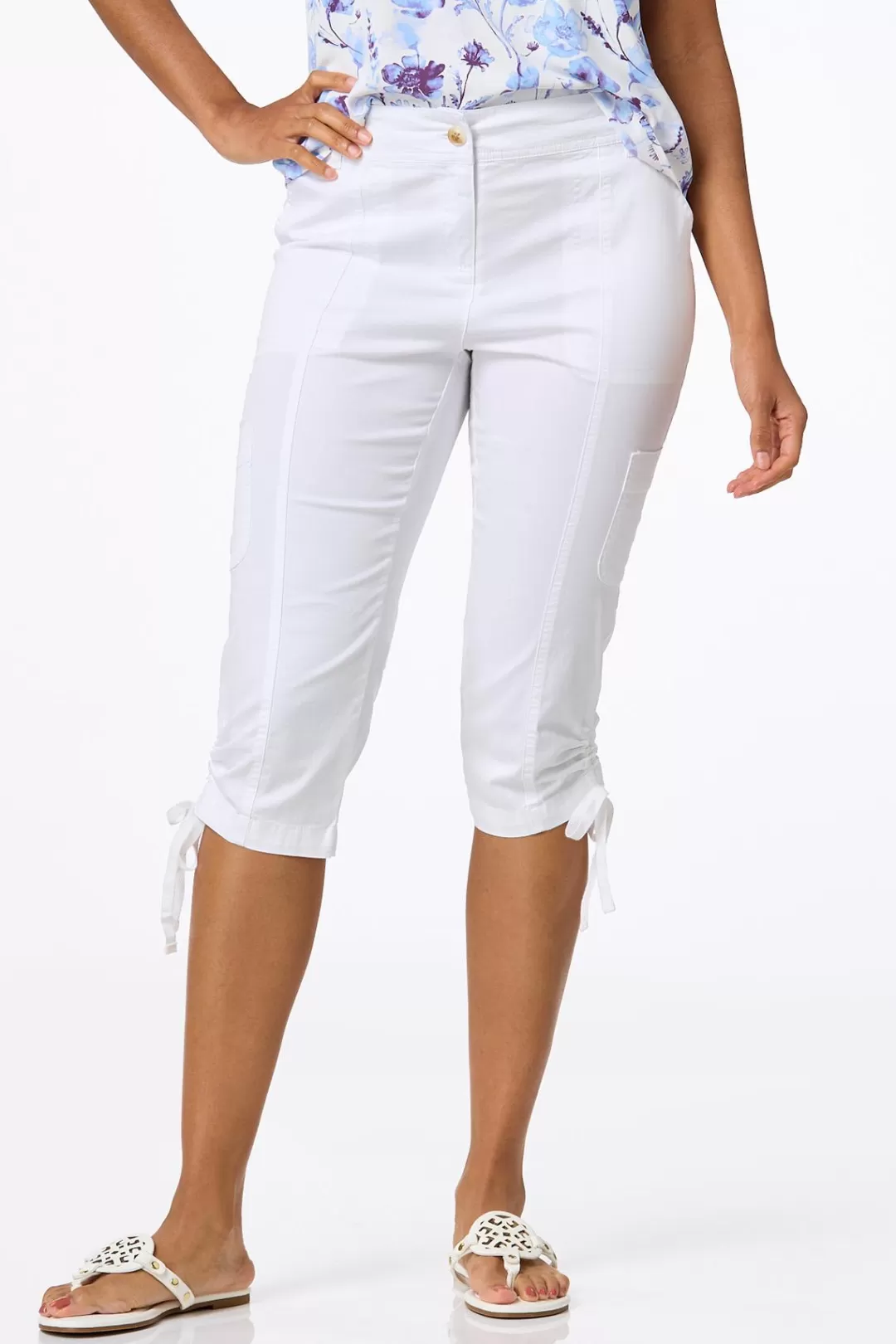 Cato Pants | Cropped Ruched Hem Utility Pants