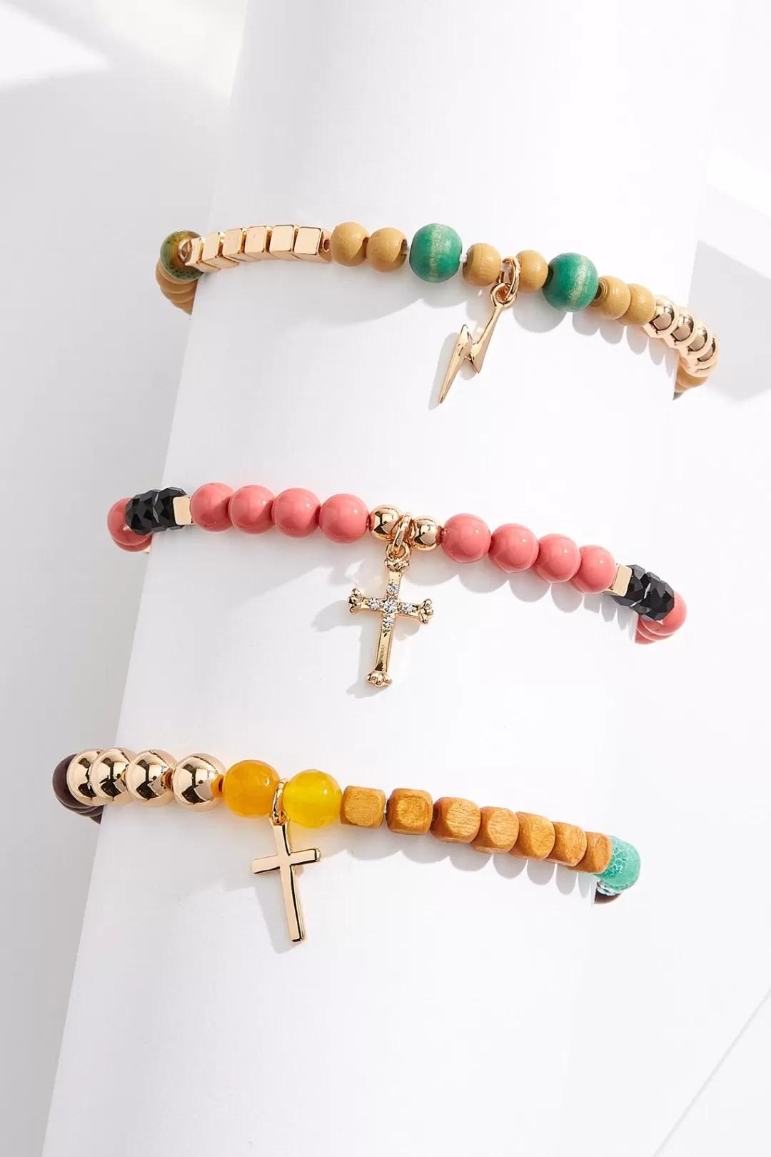 Cato Inspirational | Bracelets | Cross Charm Stretch Bracelet Set