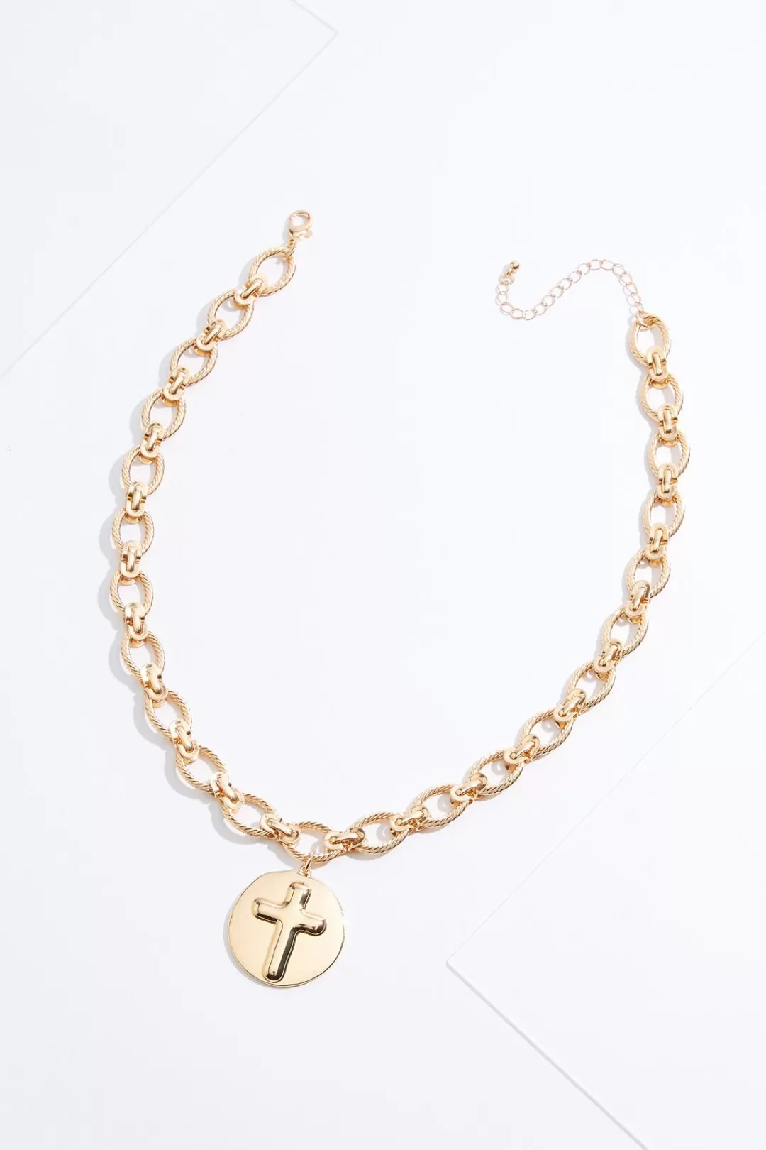 Cato Inspirational | Necklaces | Cross Disc Short Chain Necklace