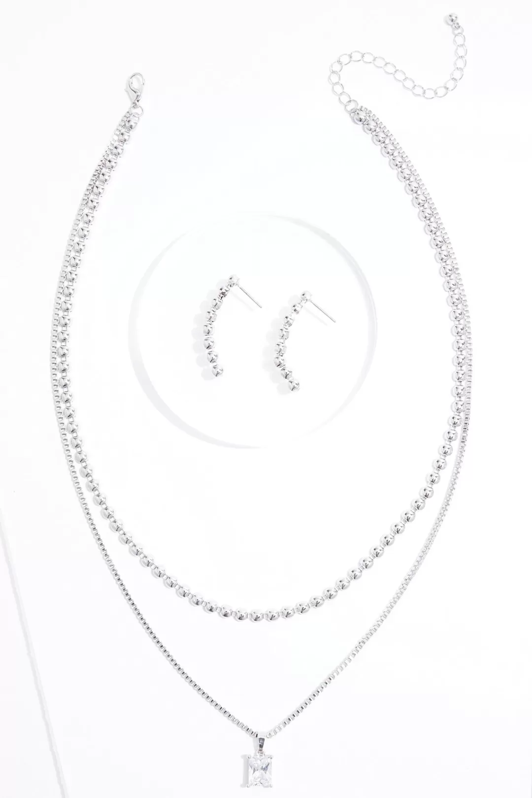 Cato Sets | Necklaces | Cubic Zirconia Silver Ball Necklace Set