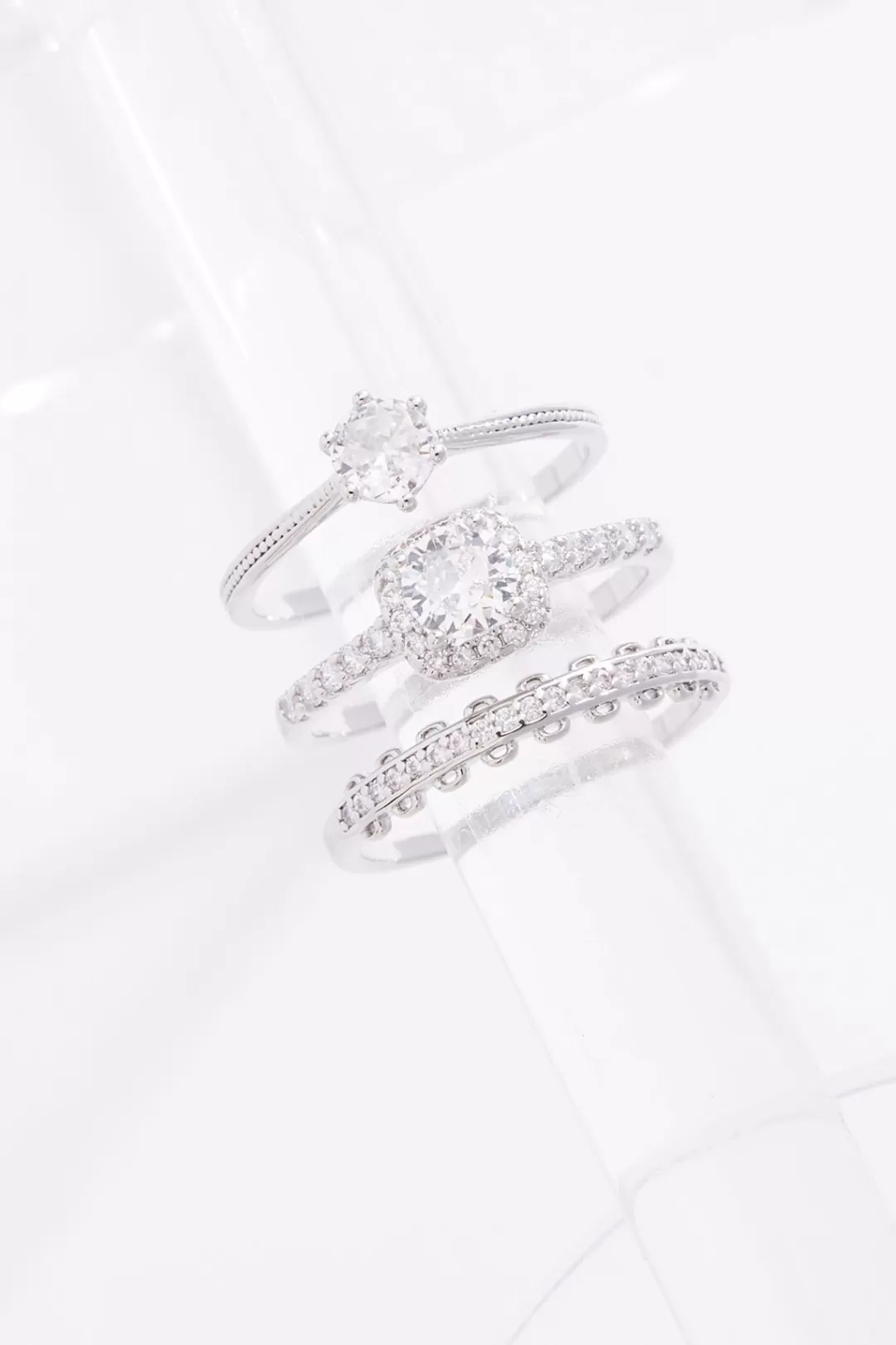 Cato Rings | Cubic Zirconia Silver Ring Set