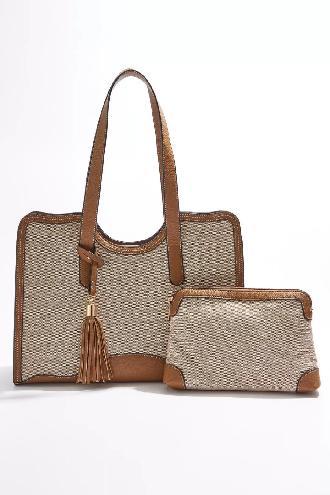 Cato Handbags | Curved Binding Canvas Tote Set