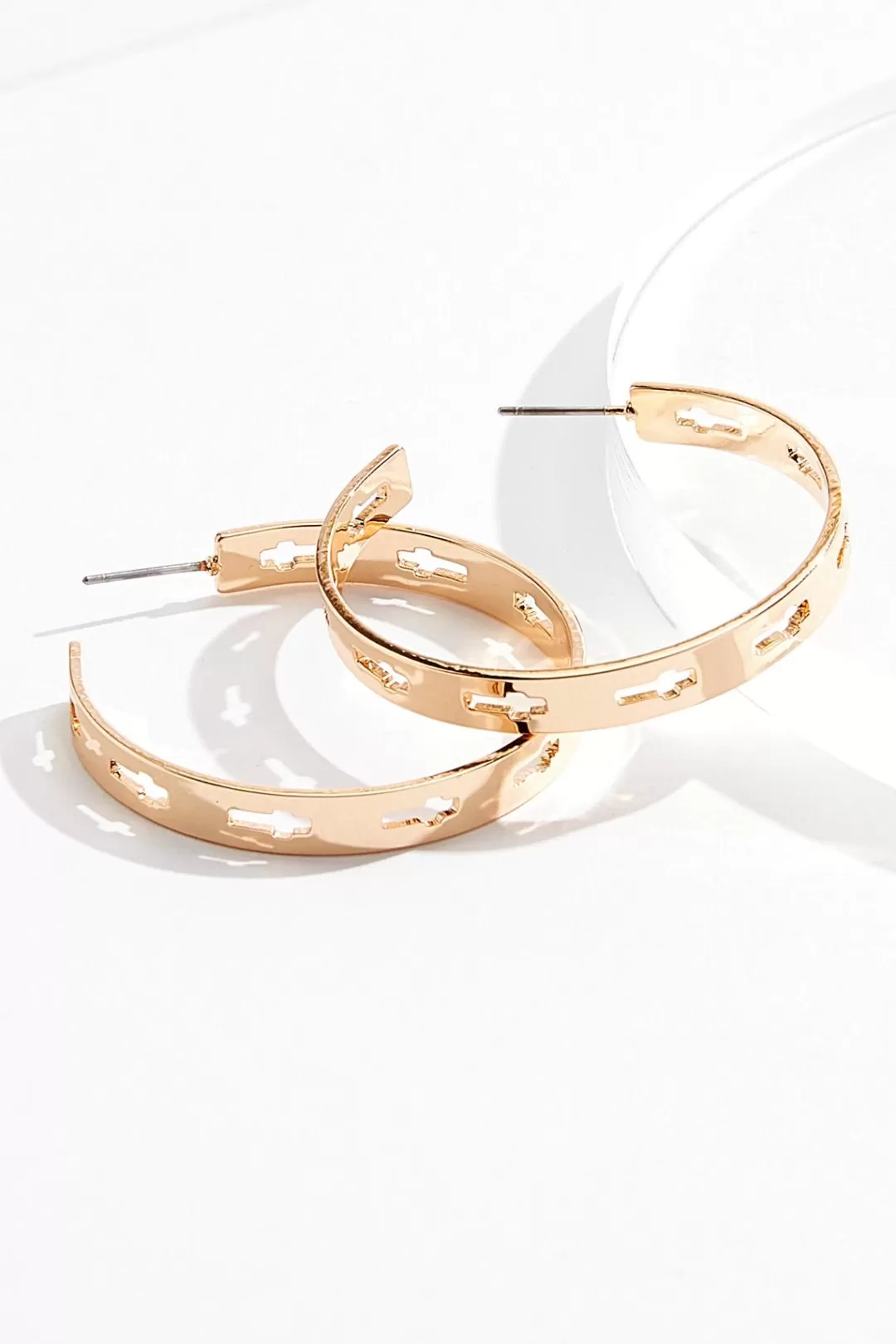 Cato Inspirational | Earrings | Cutout Cross Hoop Earrings