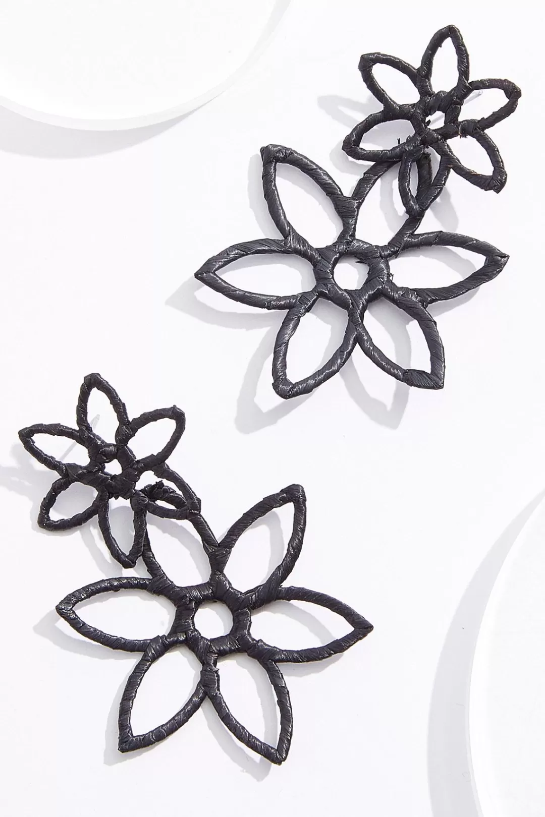 Cato Earrings | Cutout Raffia Flower Earrings