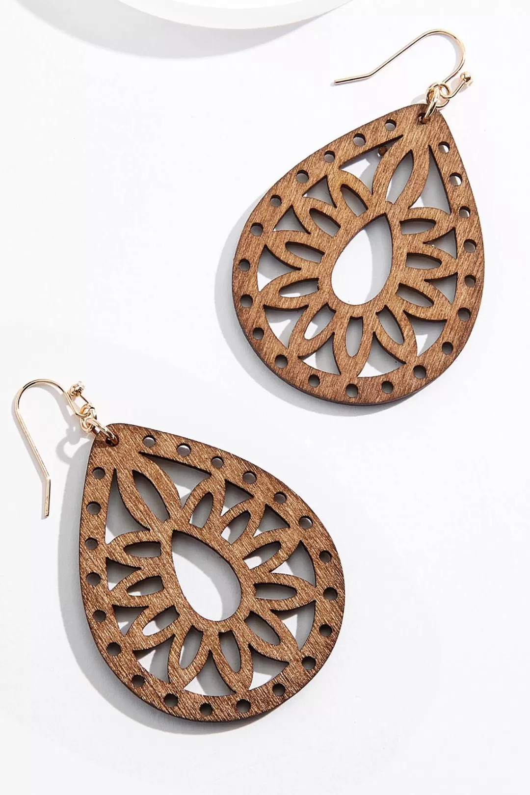 Cato Earrings | Cutout Wood Tear Earrings