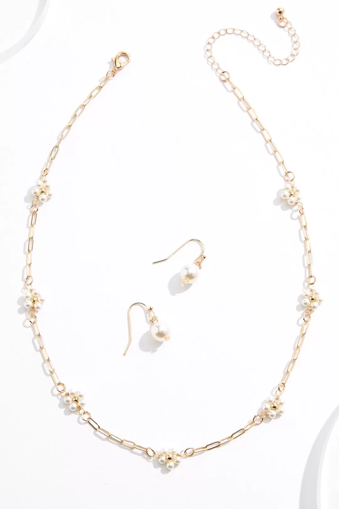 Cato Sets | Necklaces | Dainty Pearl Flower Necklace Set