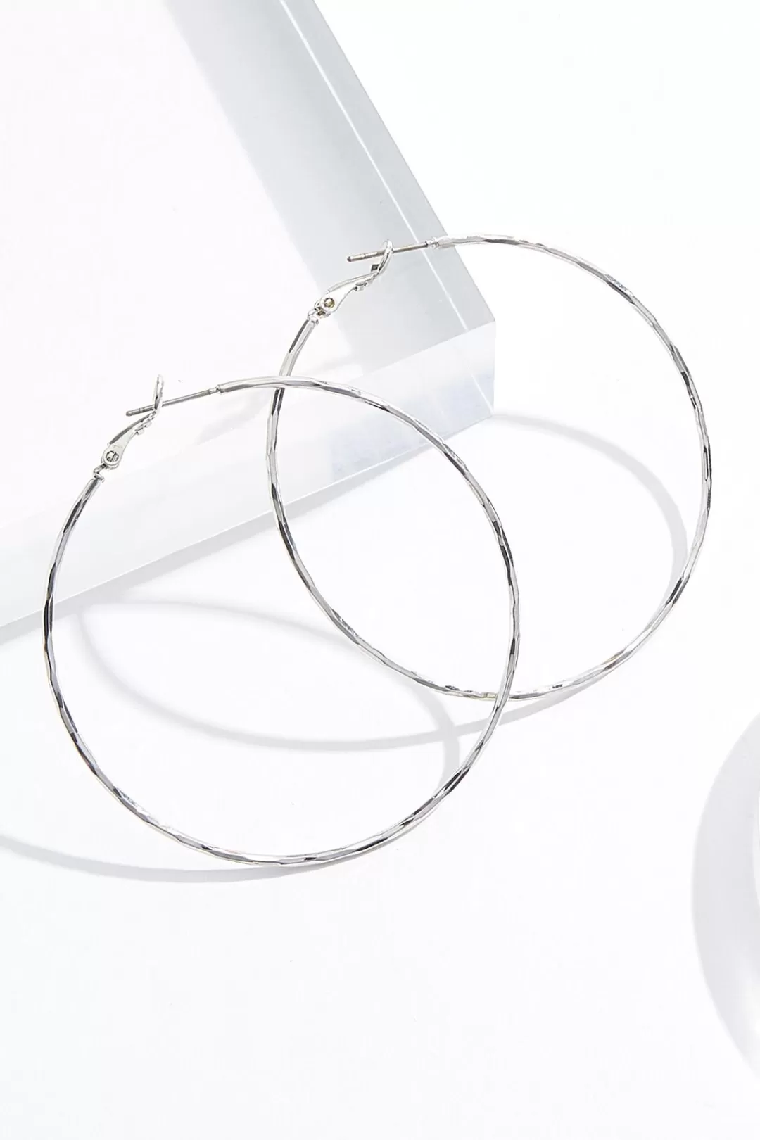 Cato Earrings | Delicate Hammered Silver Hoop Earrings