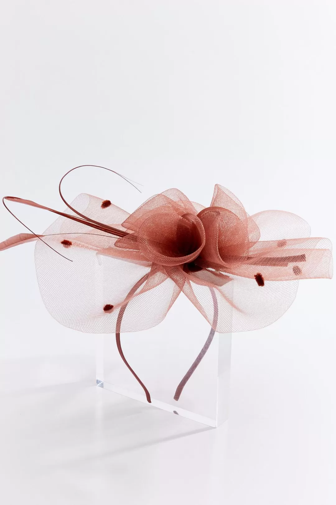 Cato Hats & Hair | Dot Mesh Feather Fascinator