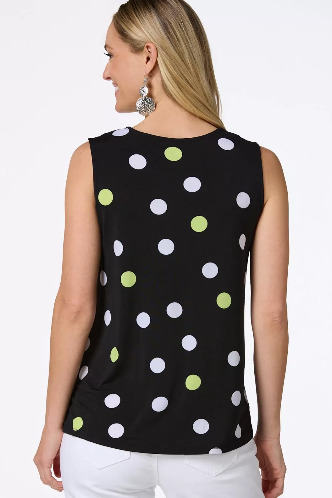 Cato Tops | Draped Polka Dot Tank