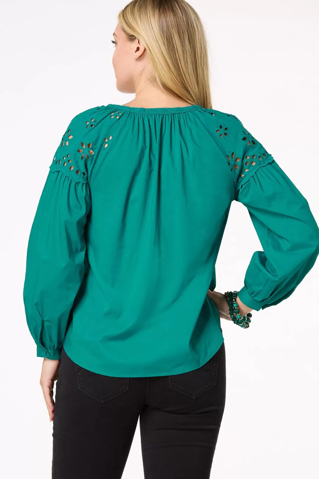 Cato Tops | Embroidered Balloon Sleeve Top