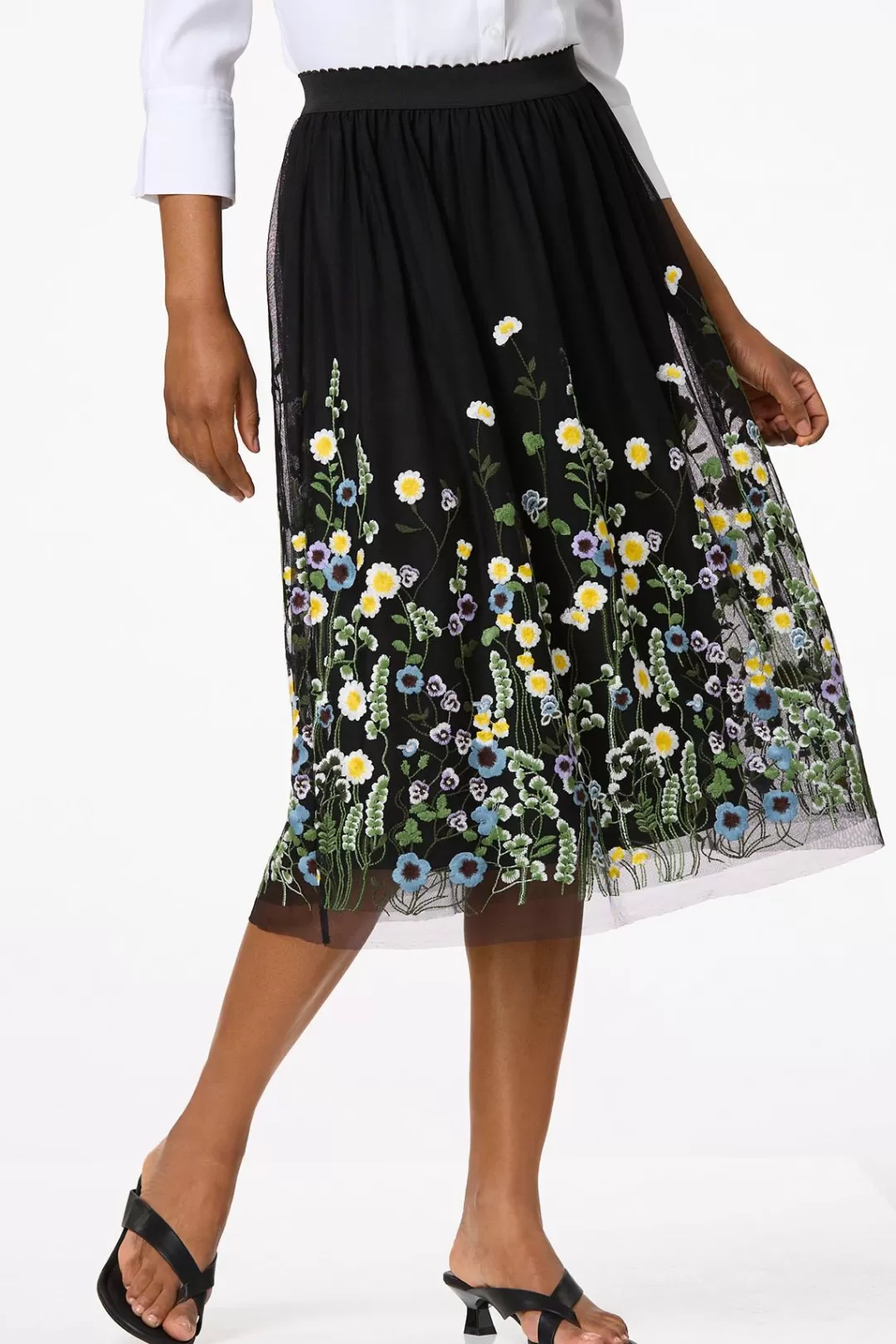 Cato Skirts | Embroidered Mesh Skirt