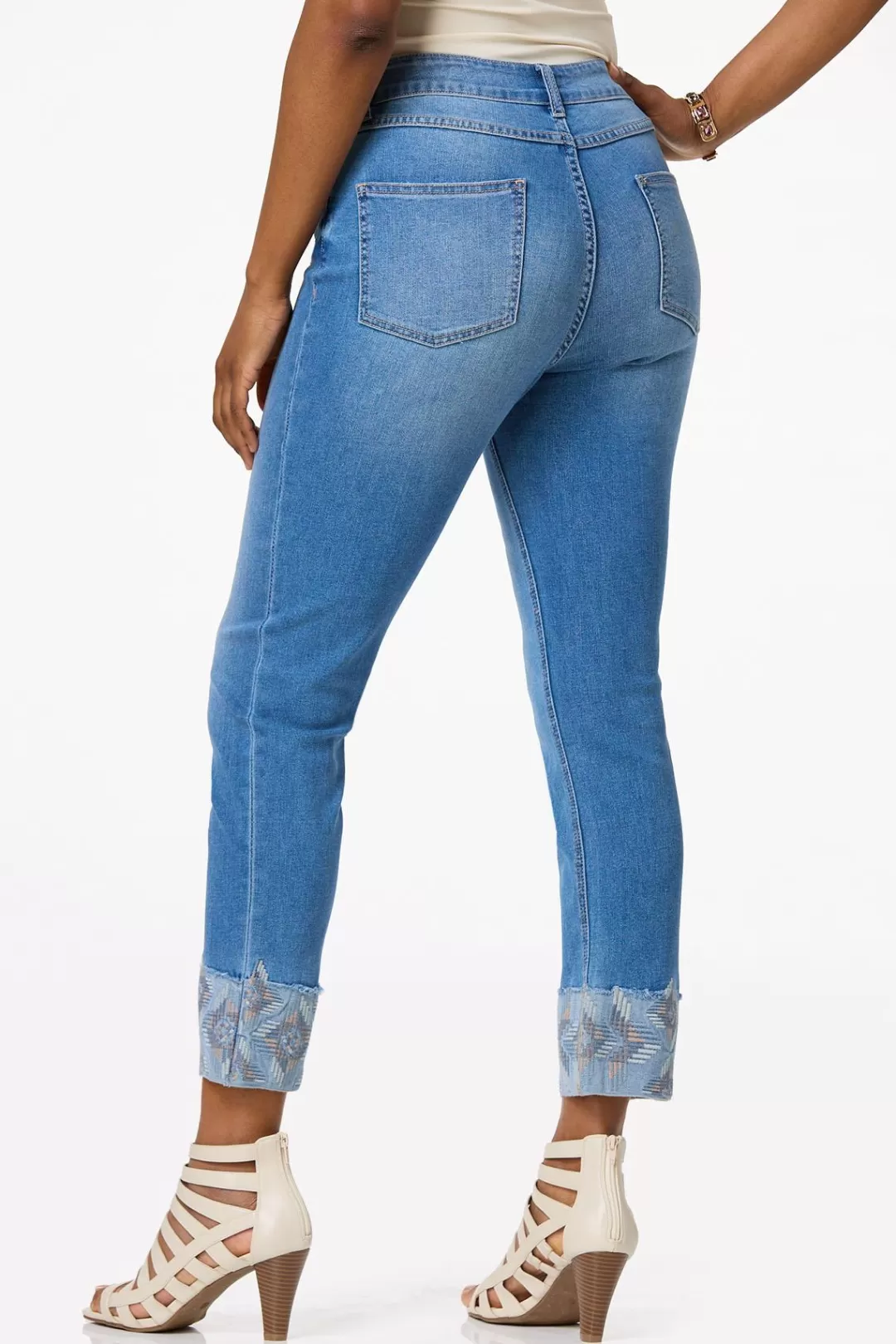 Cato Jeans | Embroidered Wide Cuff Jeans