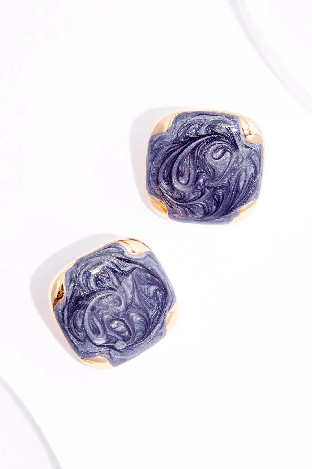 Cato Earrings | Enamel Swirl Square Button Earrings